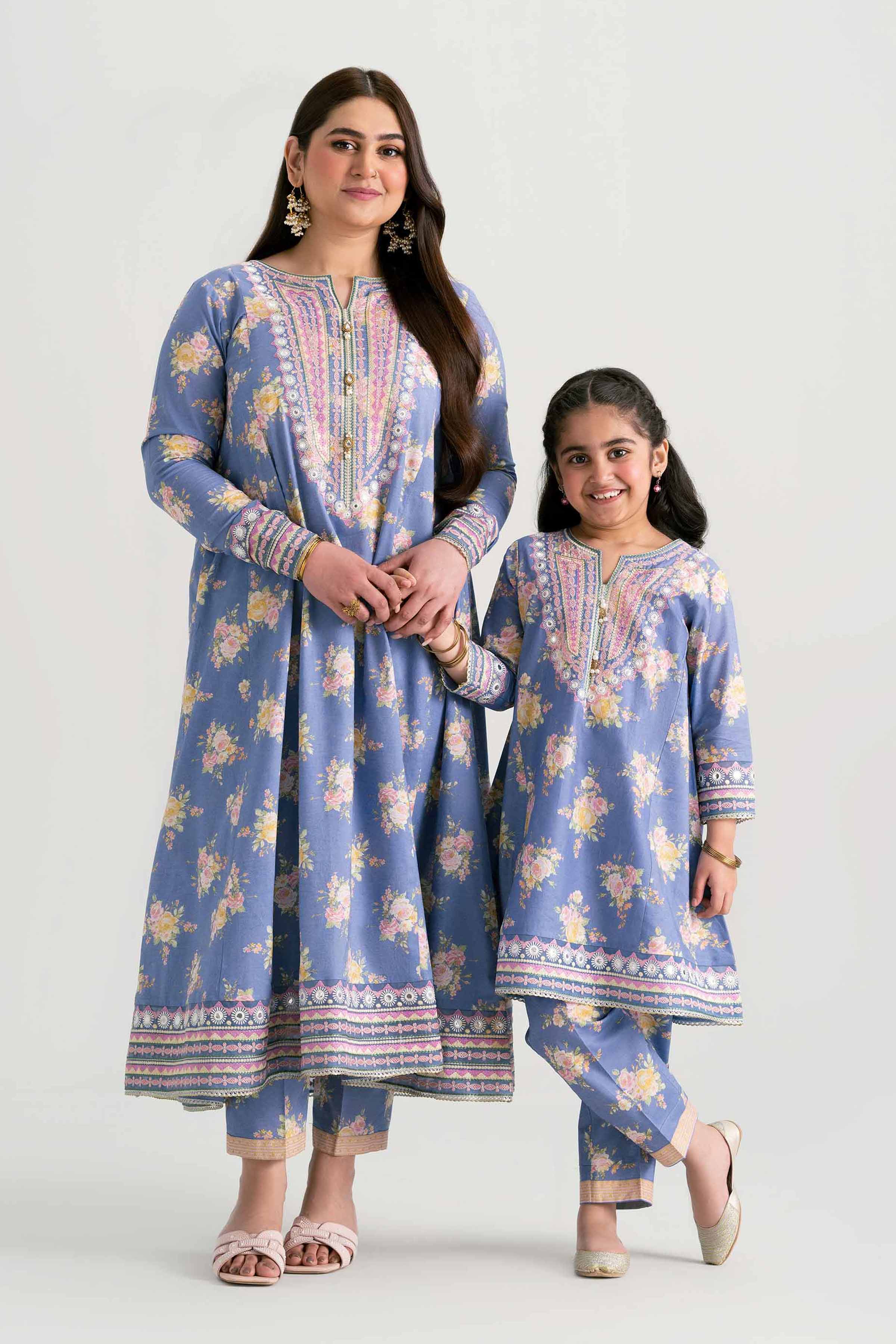 NishatUK - Blue Embroidered Lawn 2-piece ready to wear Dress