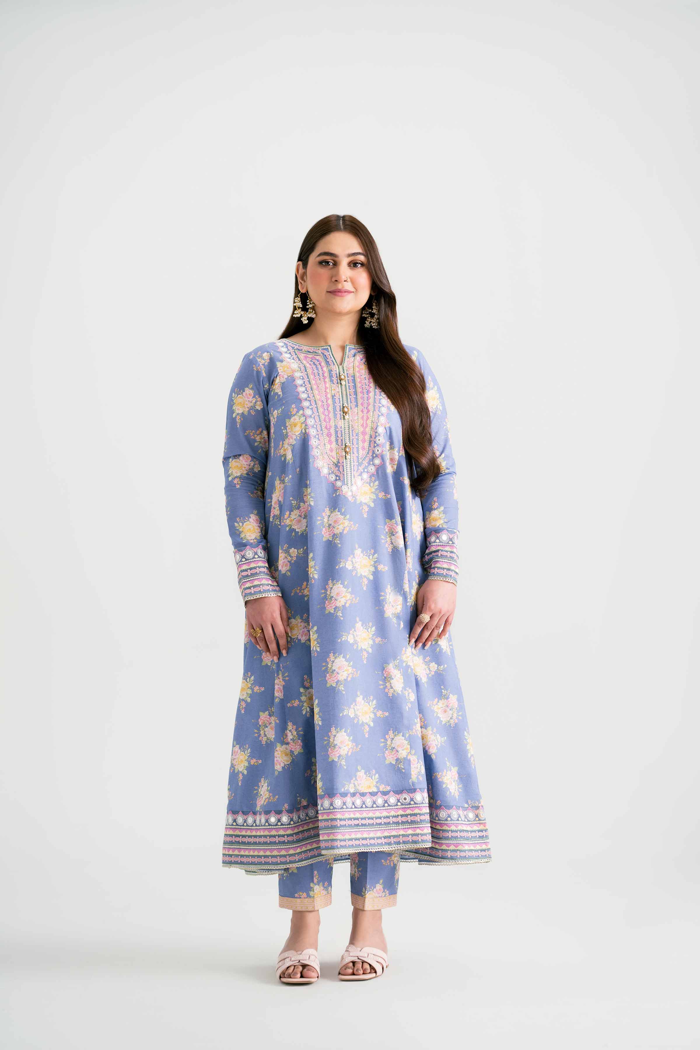 NishatUK - Blue Embroidered Lawn 2-piece ready to wear Dress