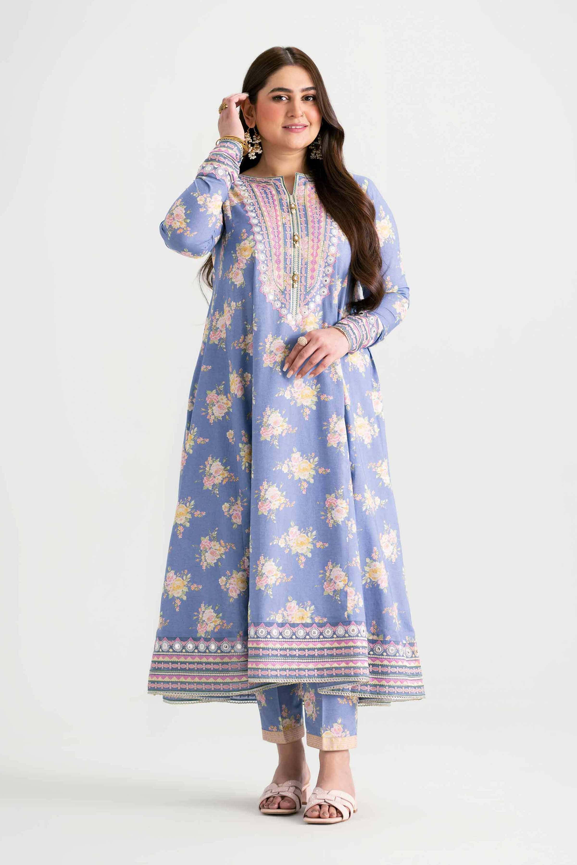 NishatUK - Blue Embroidered Lawn 2-piece ready to wear Dress