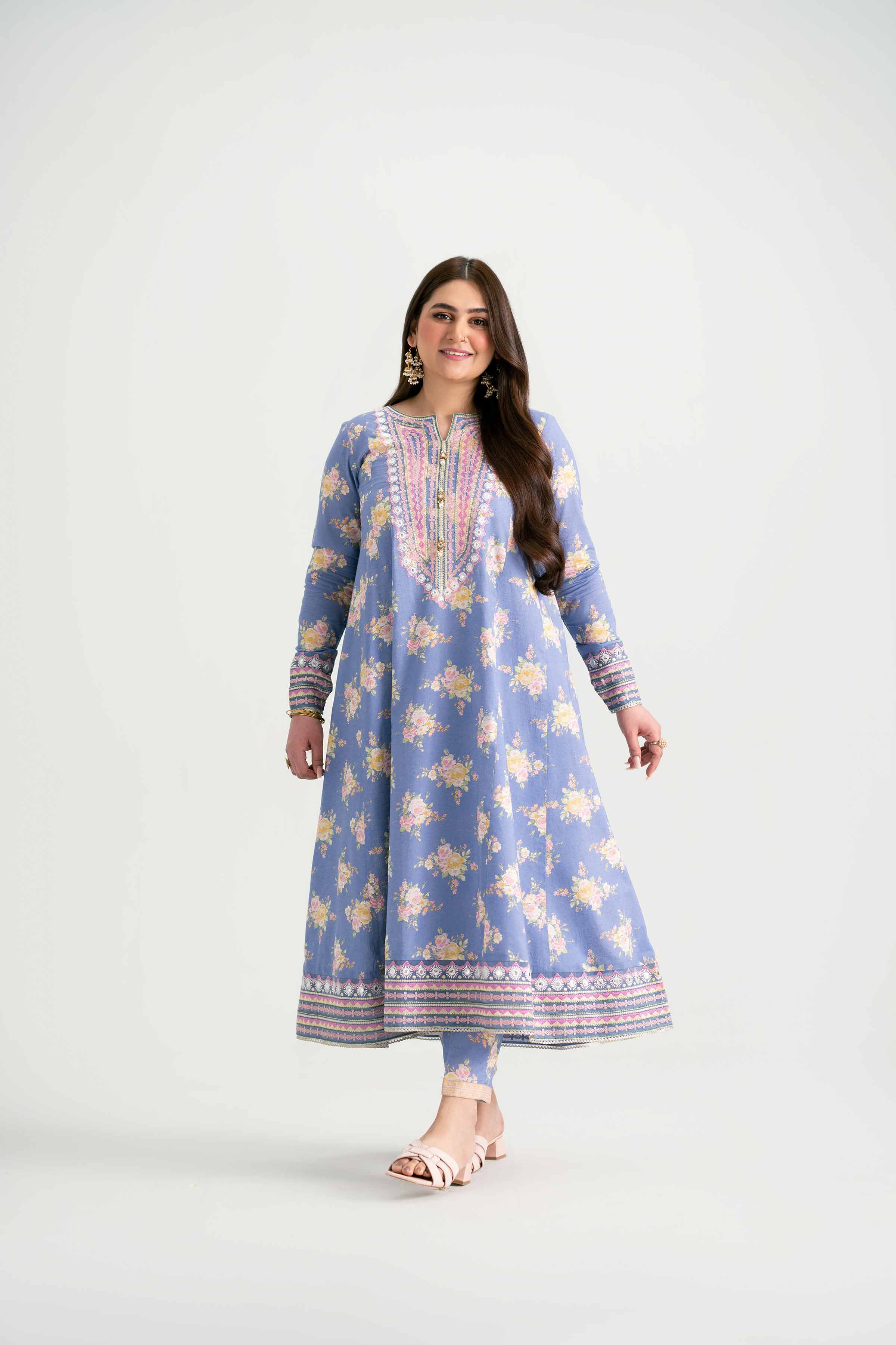 NishatUK - Blue Embroidered Lawn 2-piece ready to wear Dress