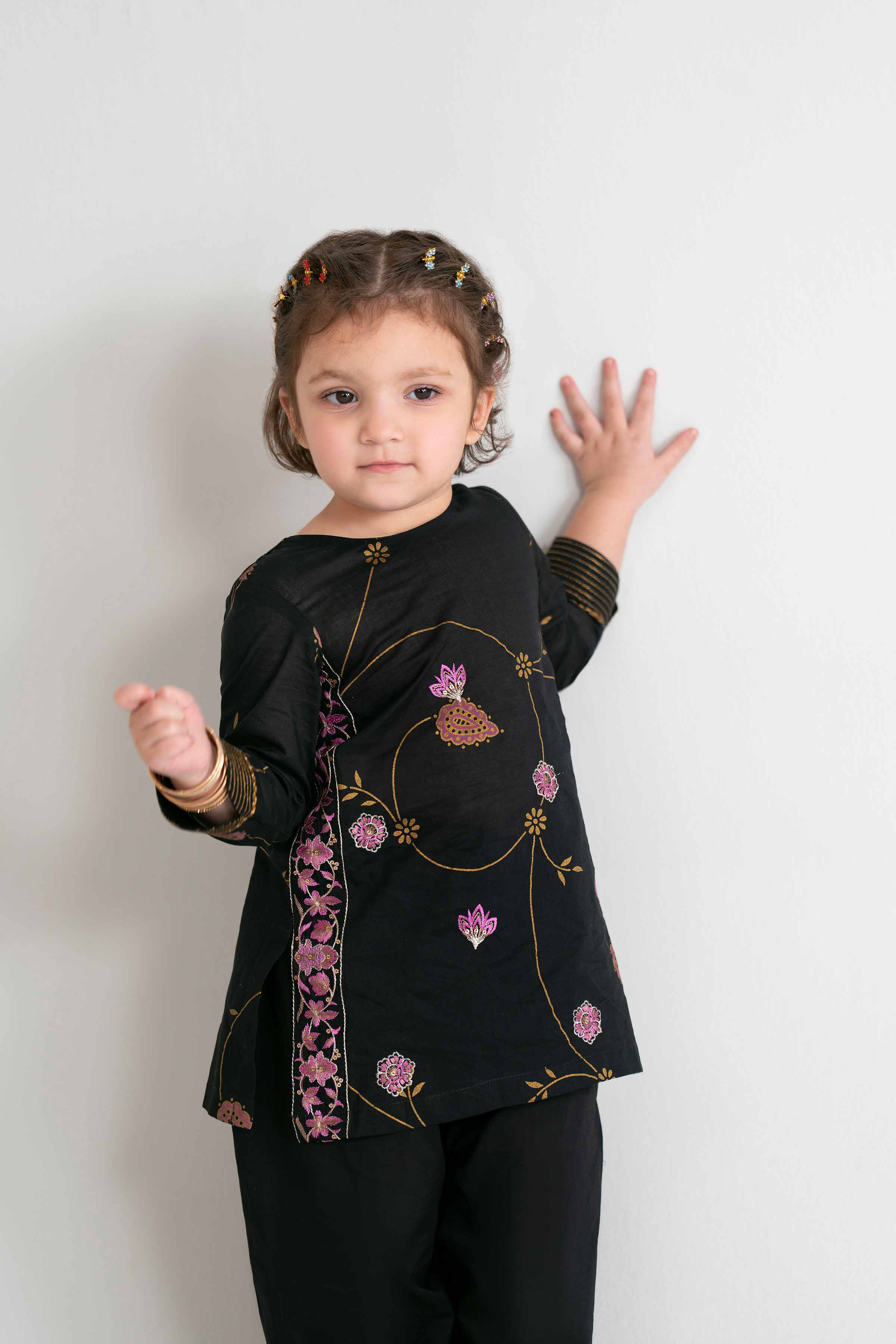 NishatUK - Black Embroidered Lawn 2-piece ready to wear Dress