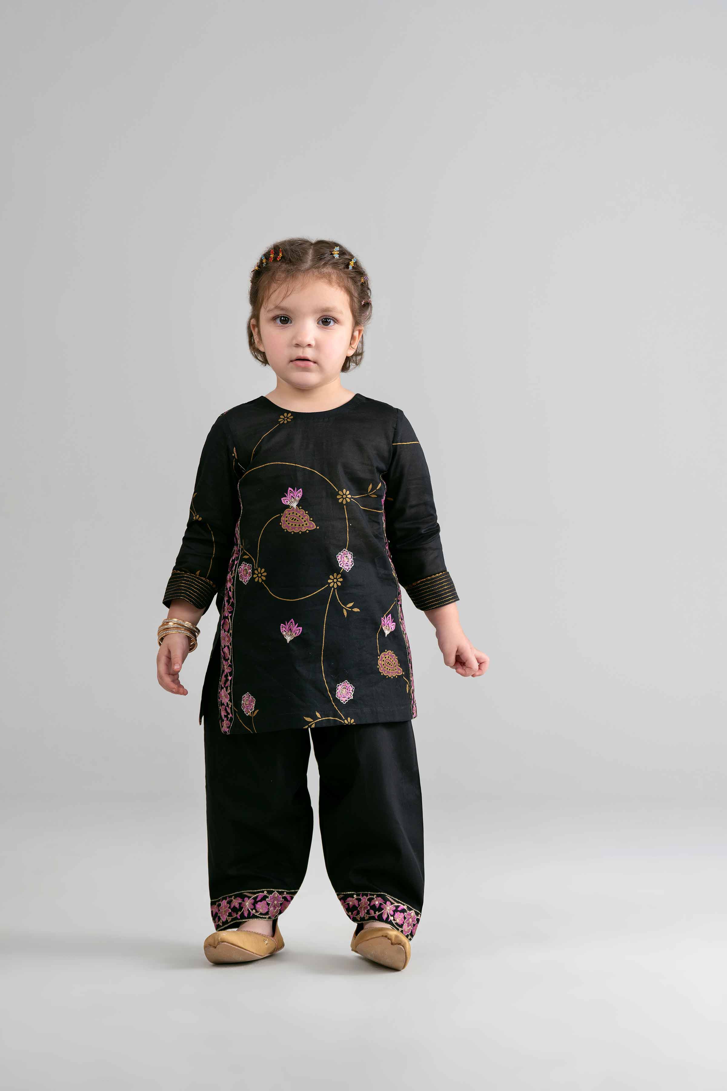 NishatUK - Black Embroidered Lawn 2-piece ready to wear Dress
