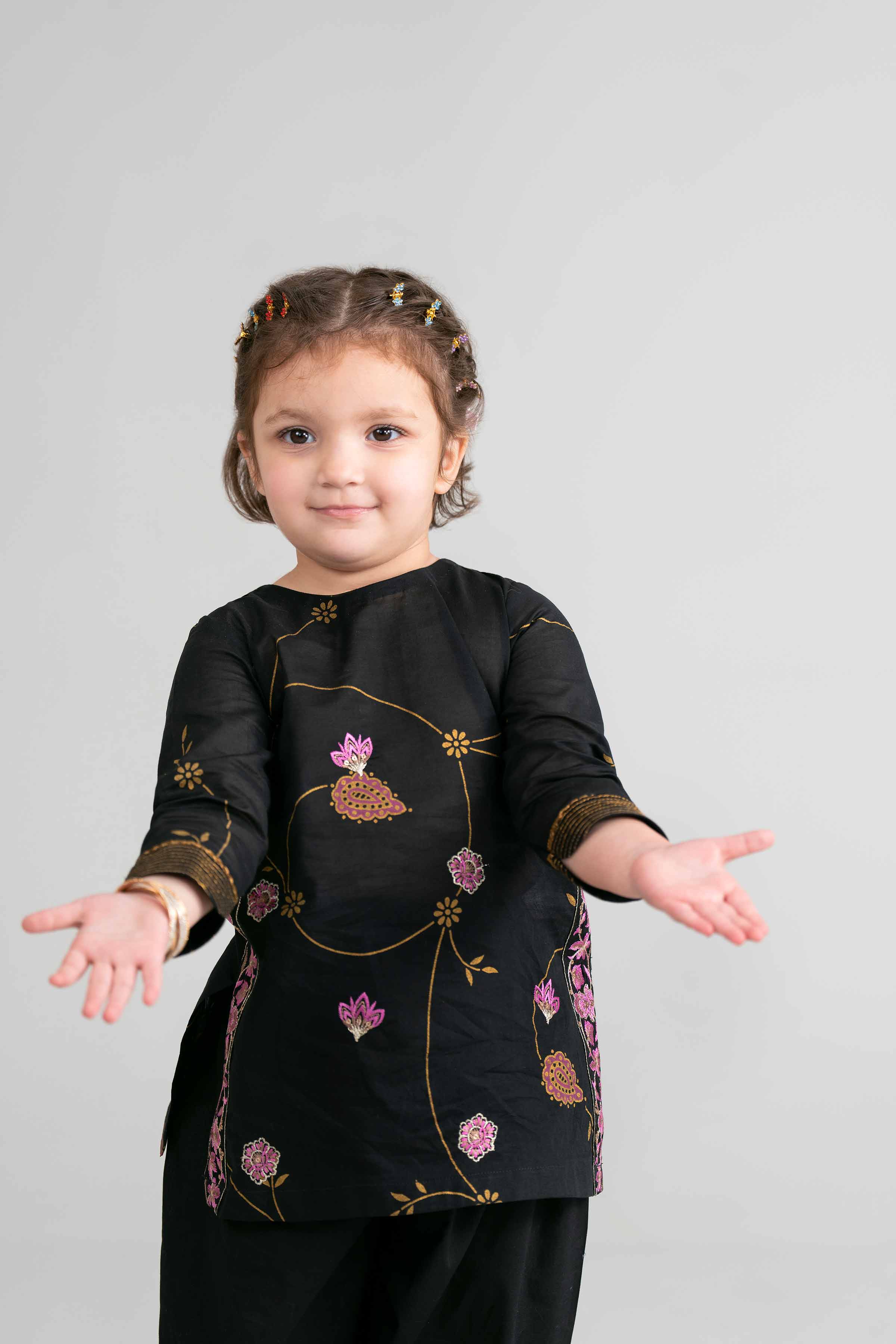 NishatUK - Black Embroidered Lawn 2-piece ready to wear Dress