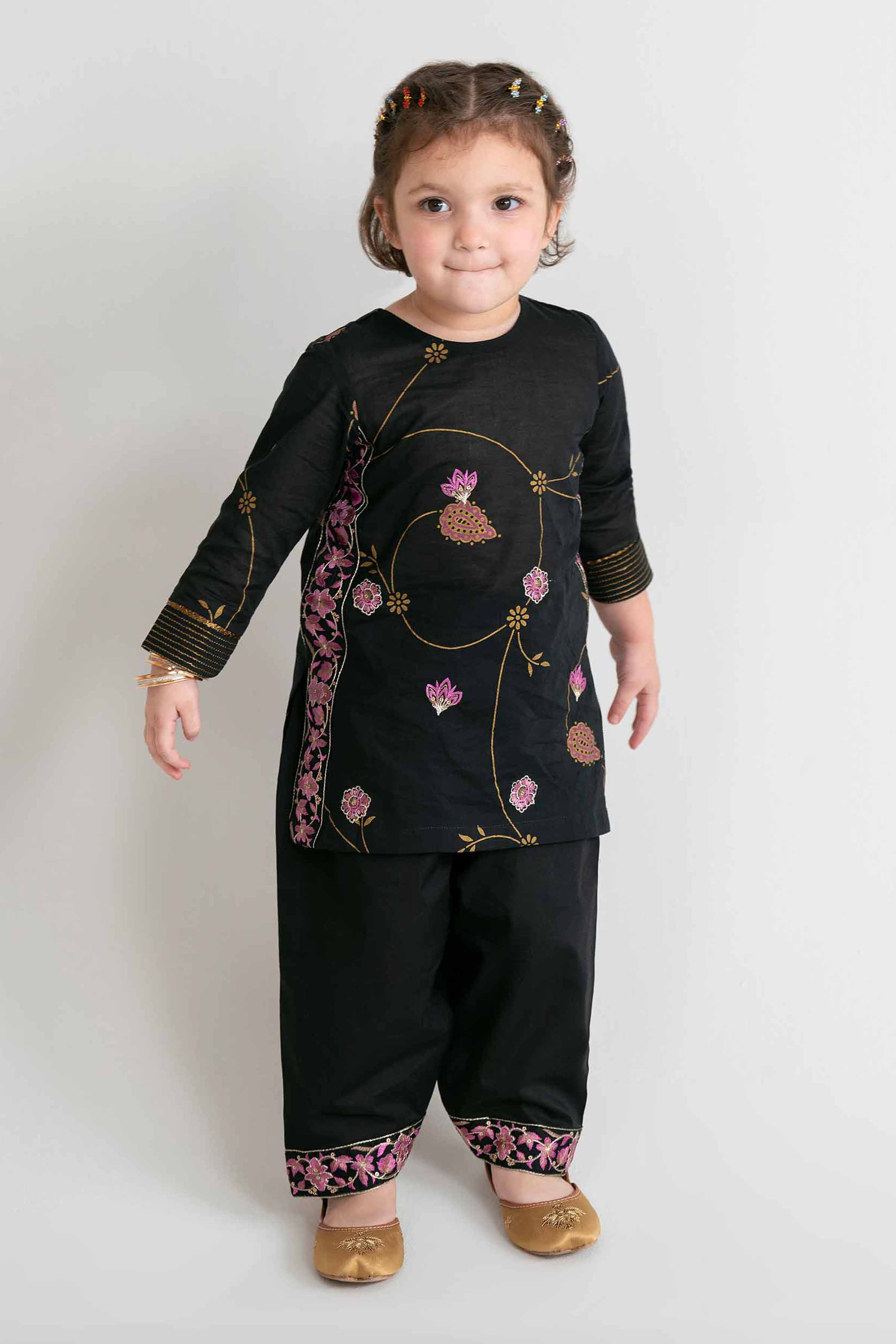 NishatUK - Black Embroidered Lawn 2-piece ready to wear Dress