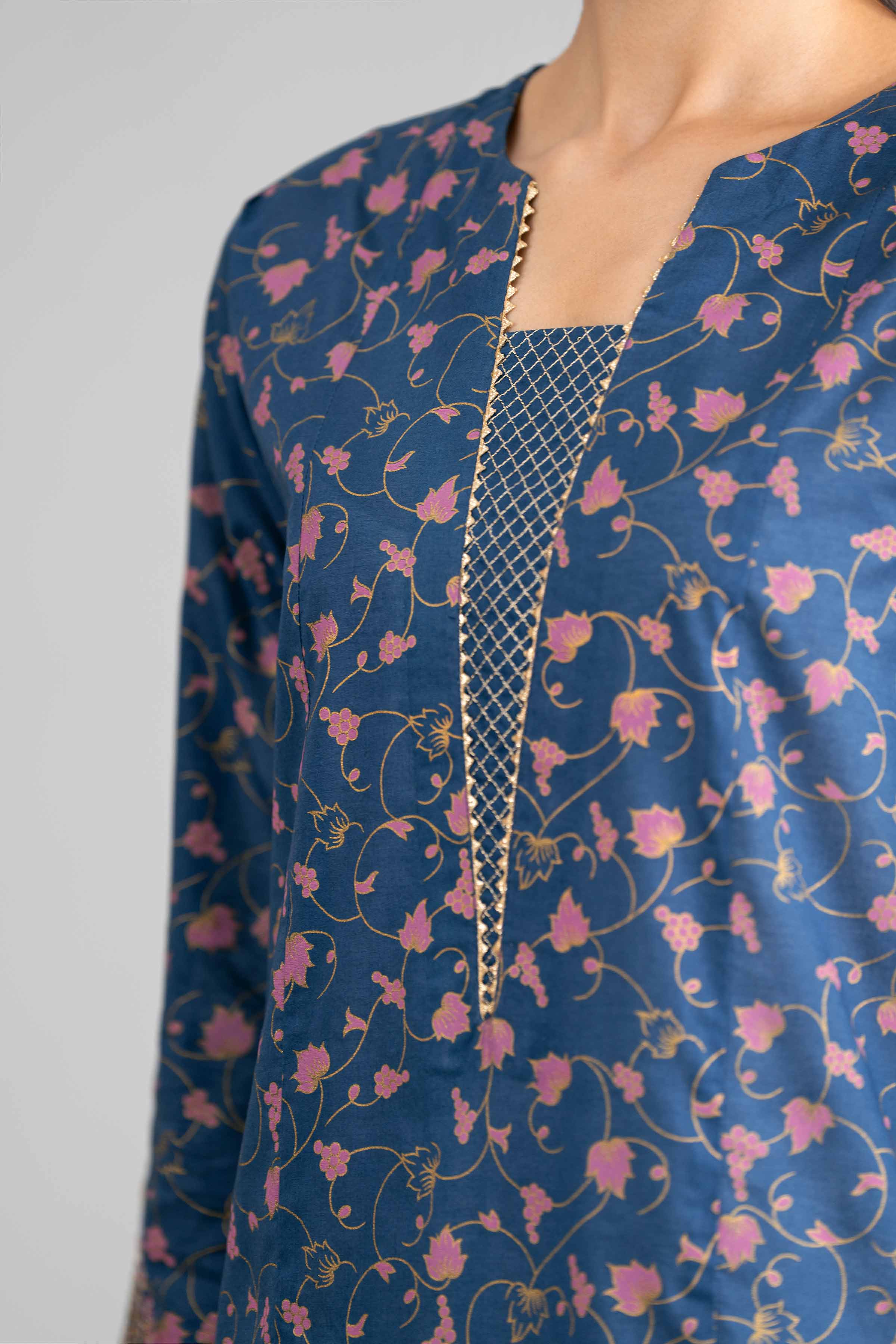 NishatUK - Blue Embroidered Lawn 2-piece ready to wear Dress