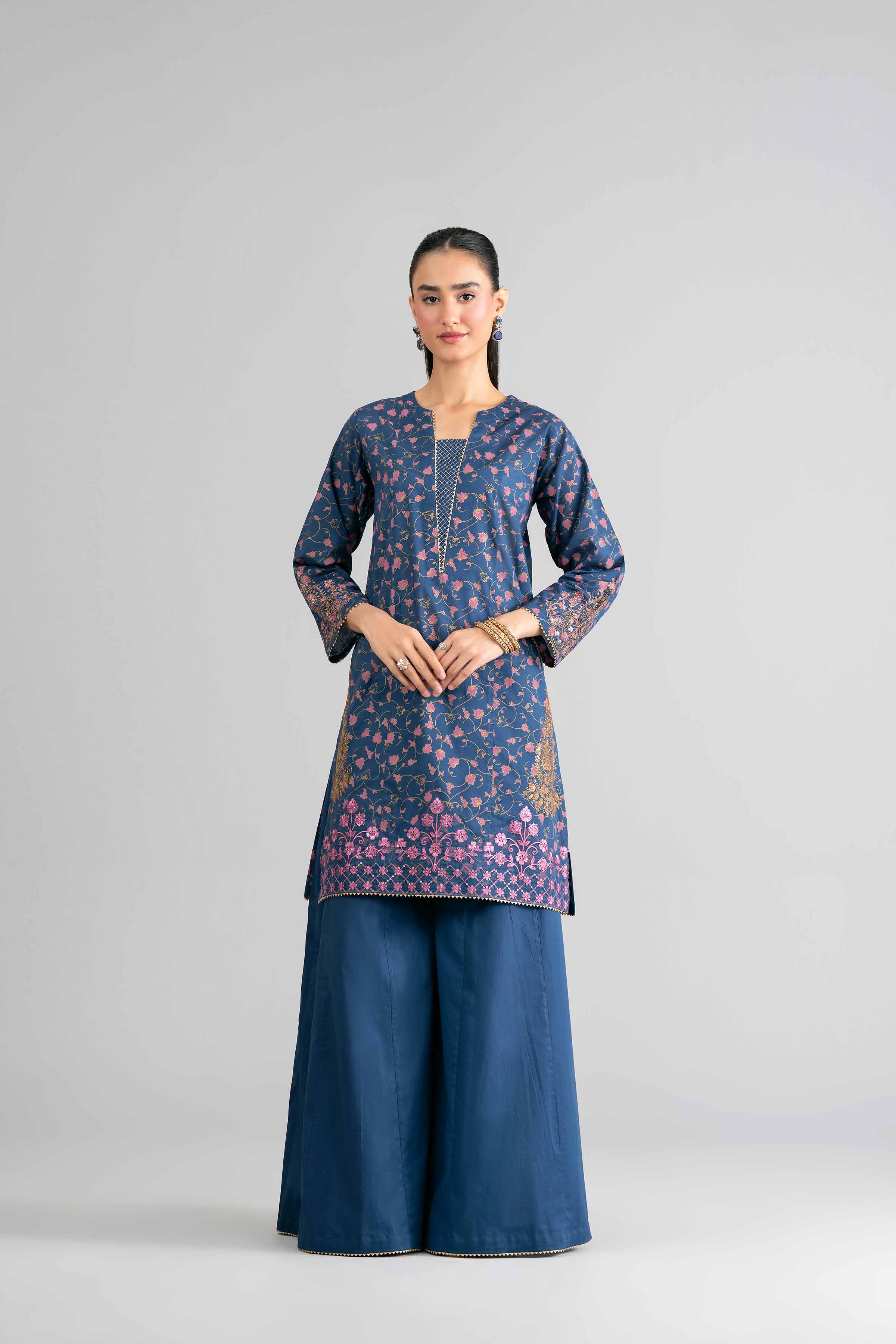 NishatUK - Blue Embroidered Lawn 2-piece ready to wear Dress