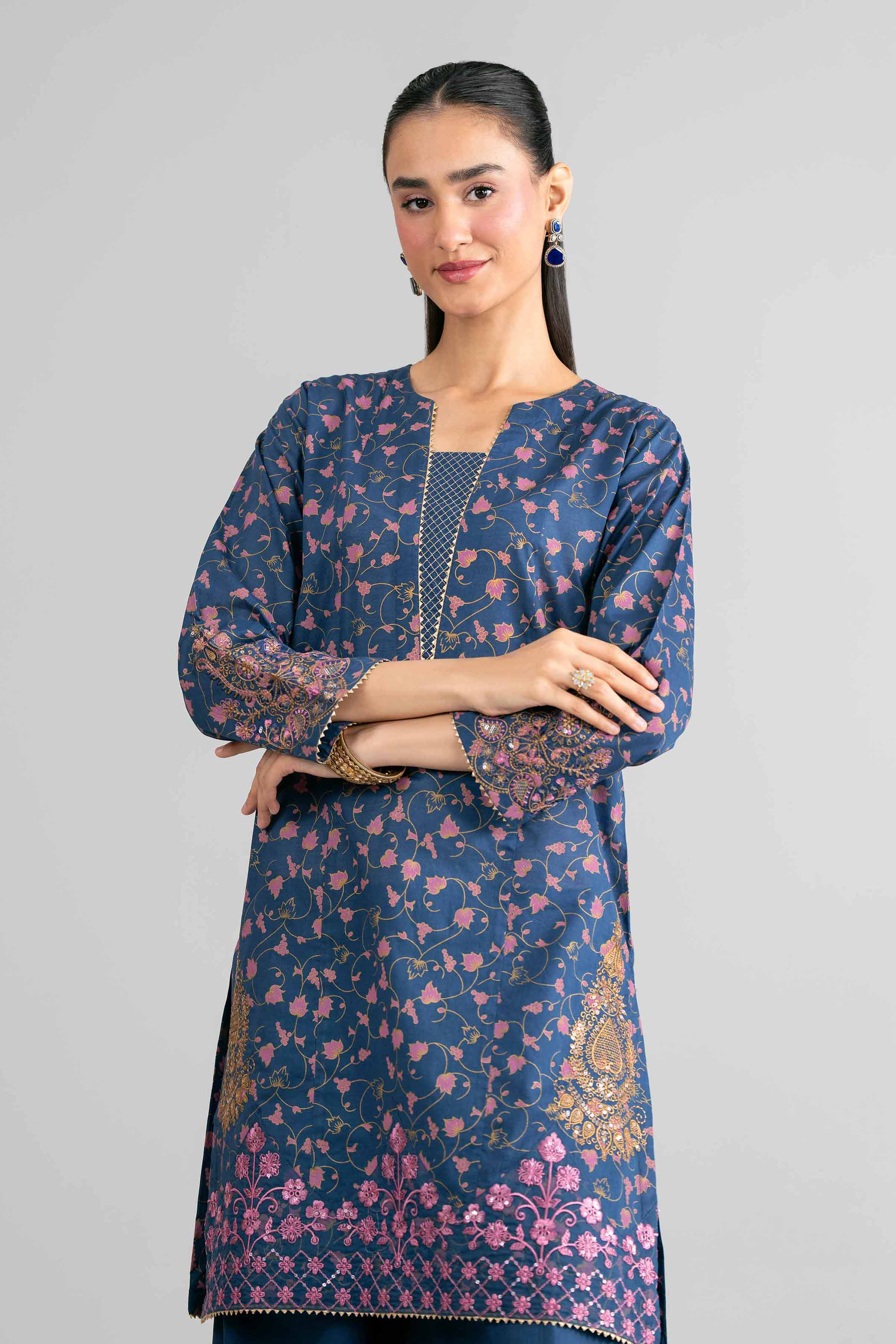 NishatUK - Blue Embroidered Lawn 2-piece ready to wear Dress