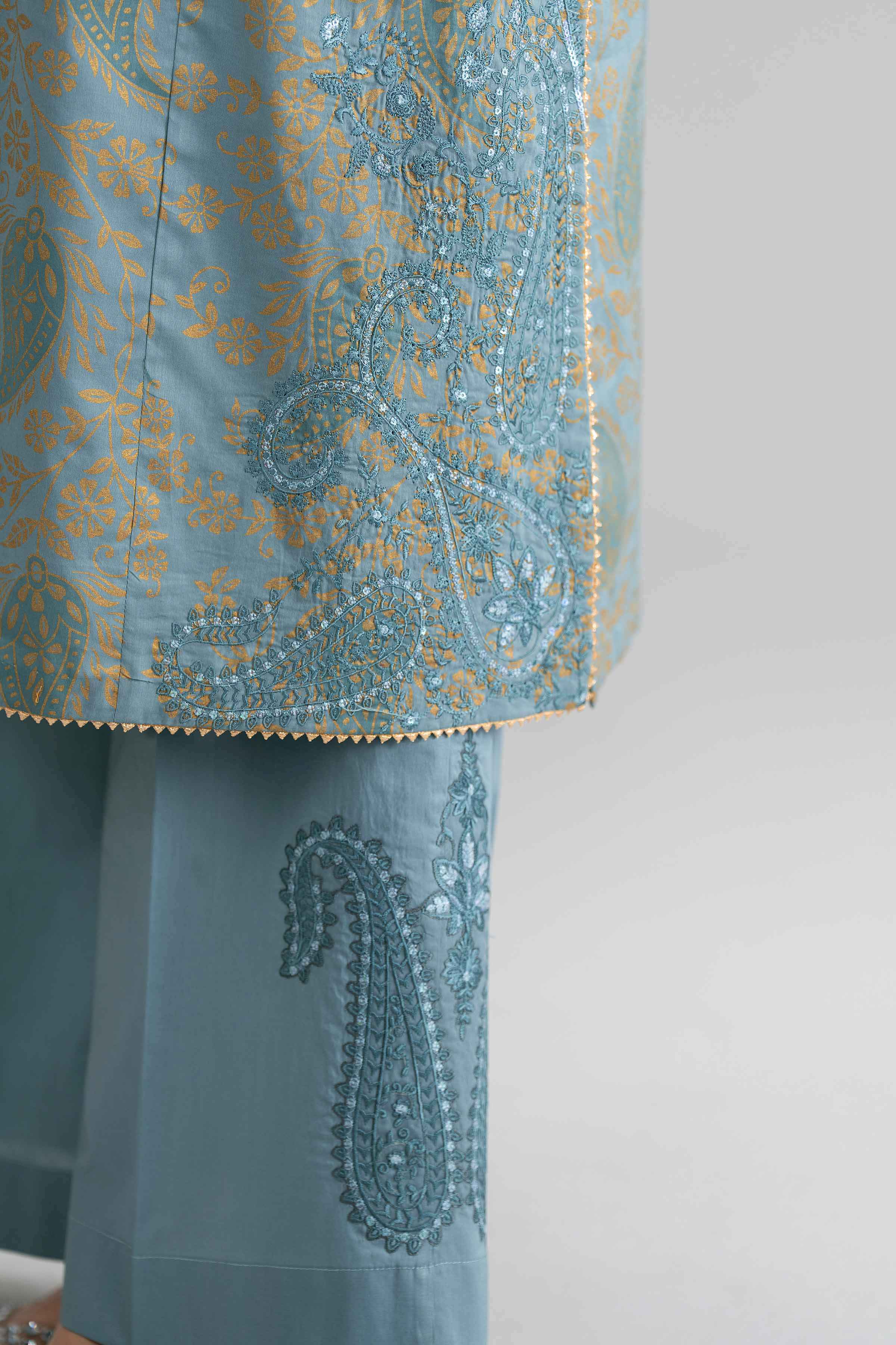 Nishat UK - Blue Embroidered Lawn 2-piece ready to wear Dress