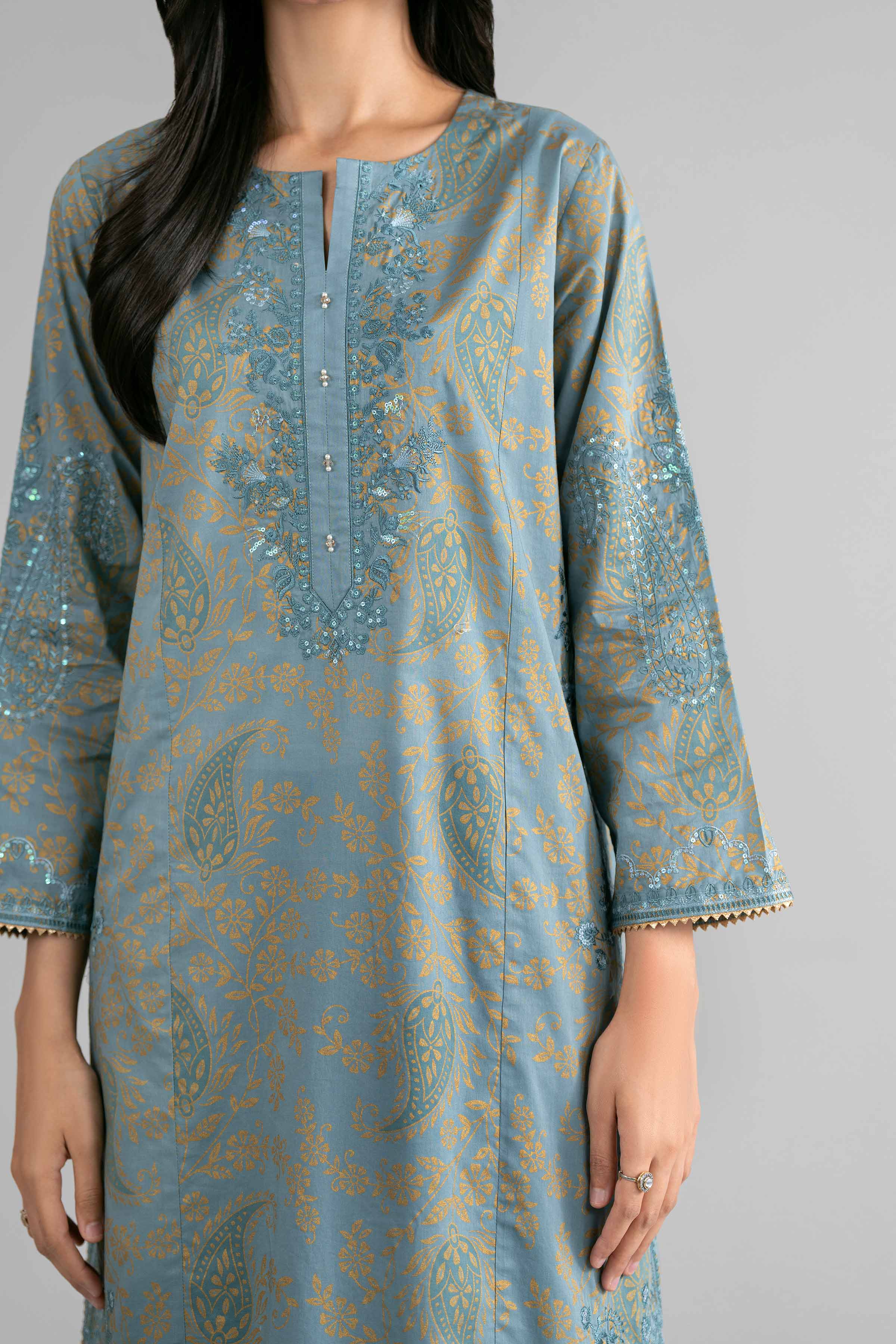 Nishat UK - Blue Embroidered Lawn 2-piece ready to wear Dress