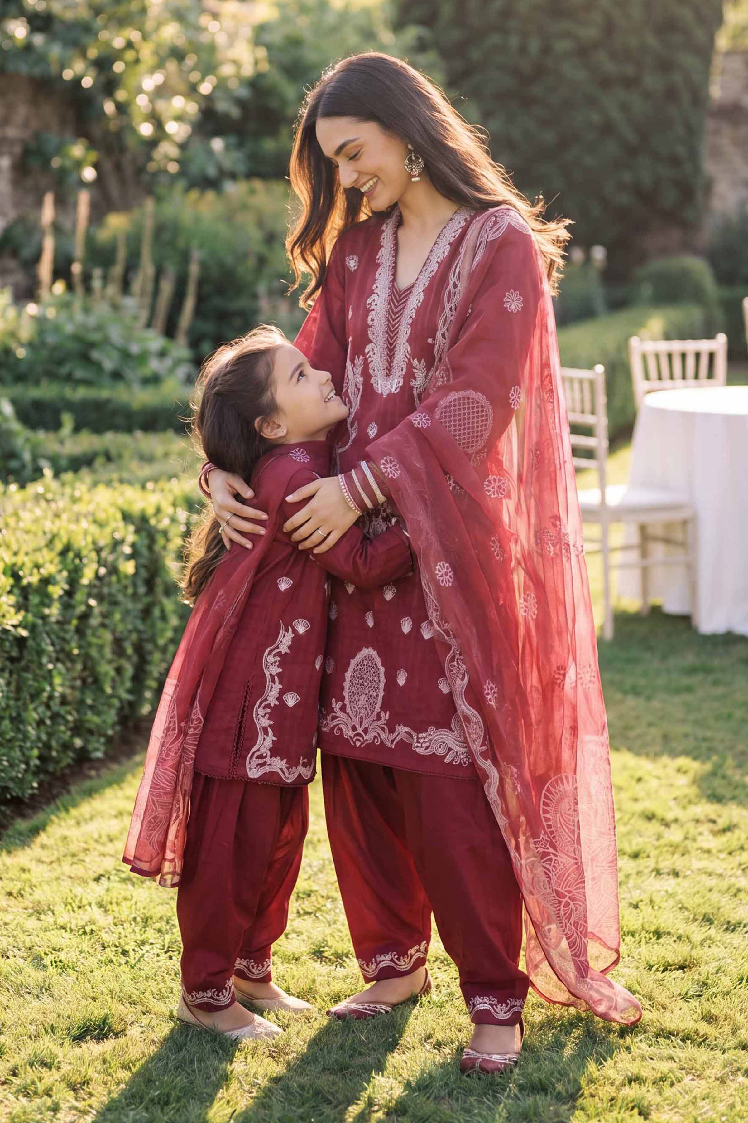Nishat UK - Red Embroidered Lawn 3 Piece ready to wear Suit