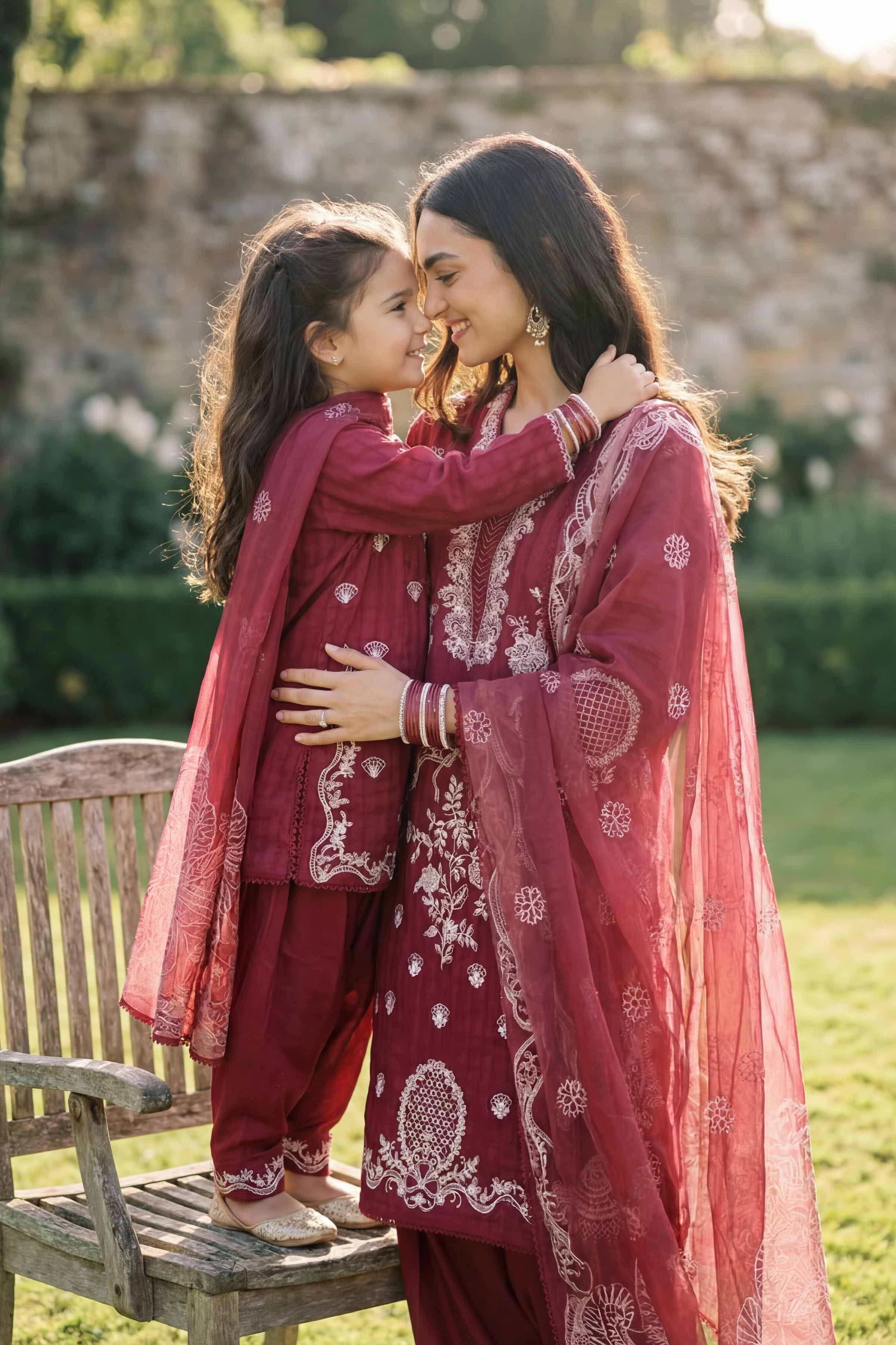 Nishat UK - Red Embroidered Lawn 3 Piece ready to wear Suit