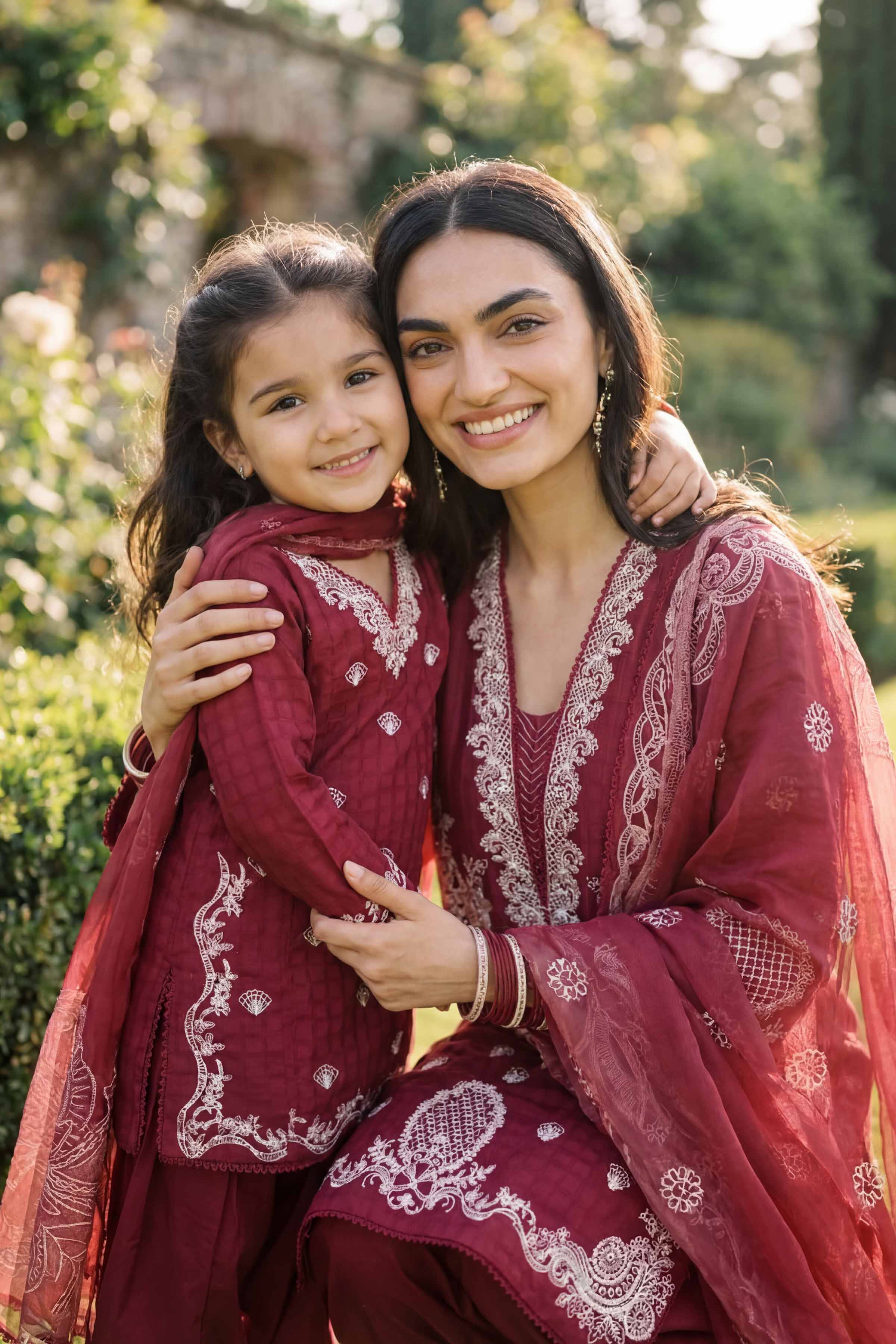 Nishat UK - Red Embroidered Lawn 3 Piece ready to wear Suit