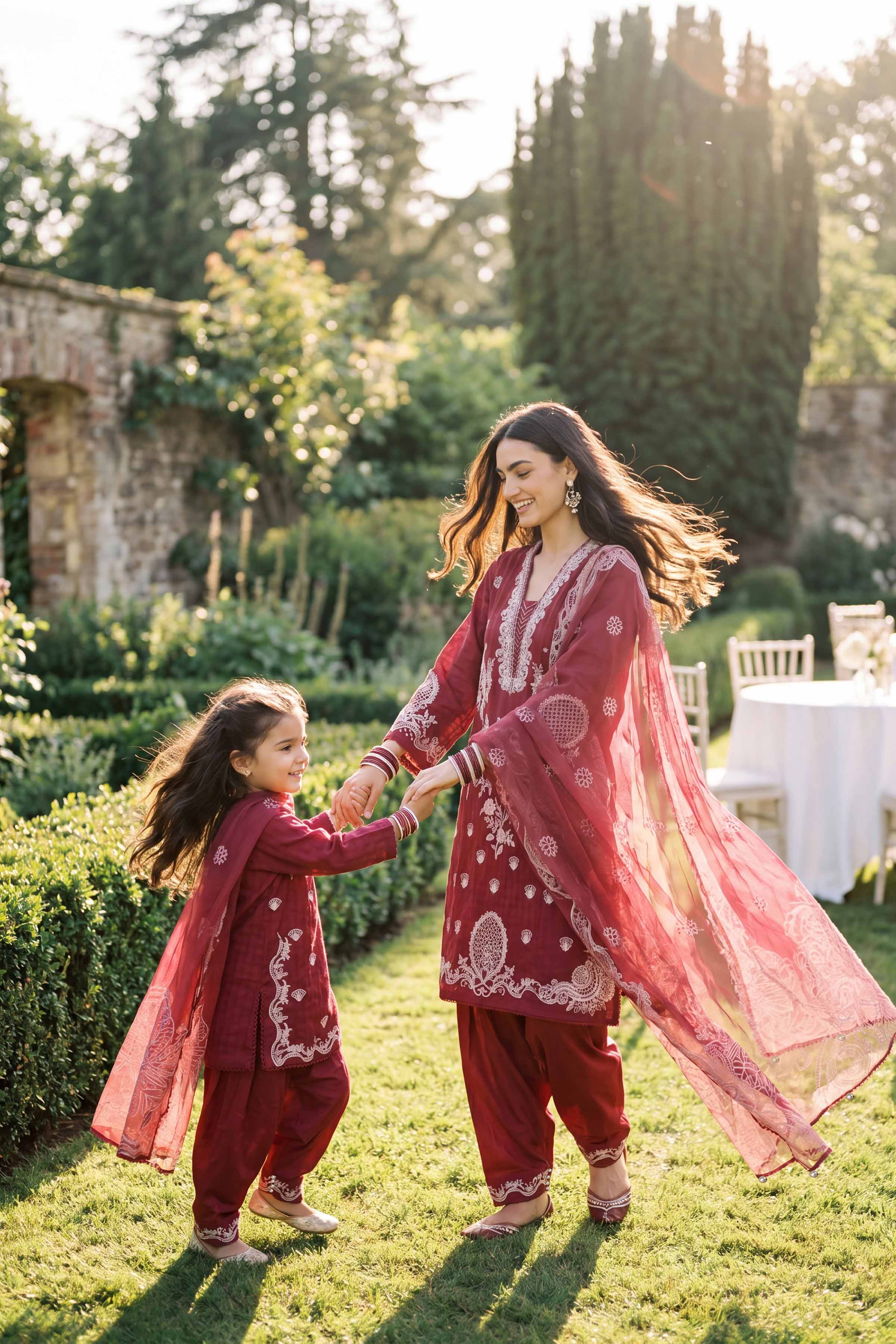 Nishat UK - Red Embroidered Lawn 3 Piece ready to wear Suit