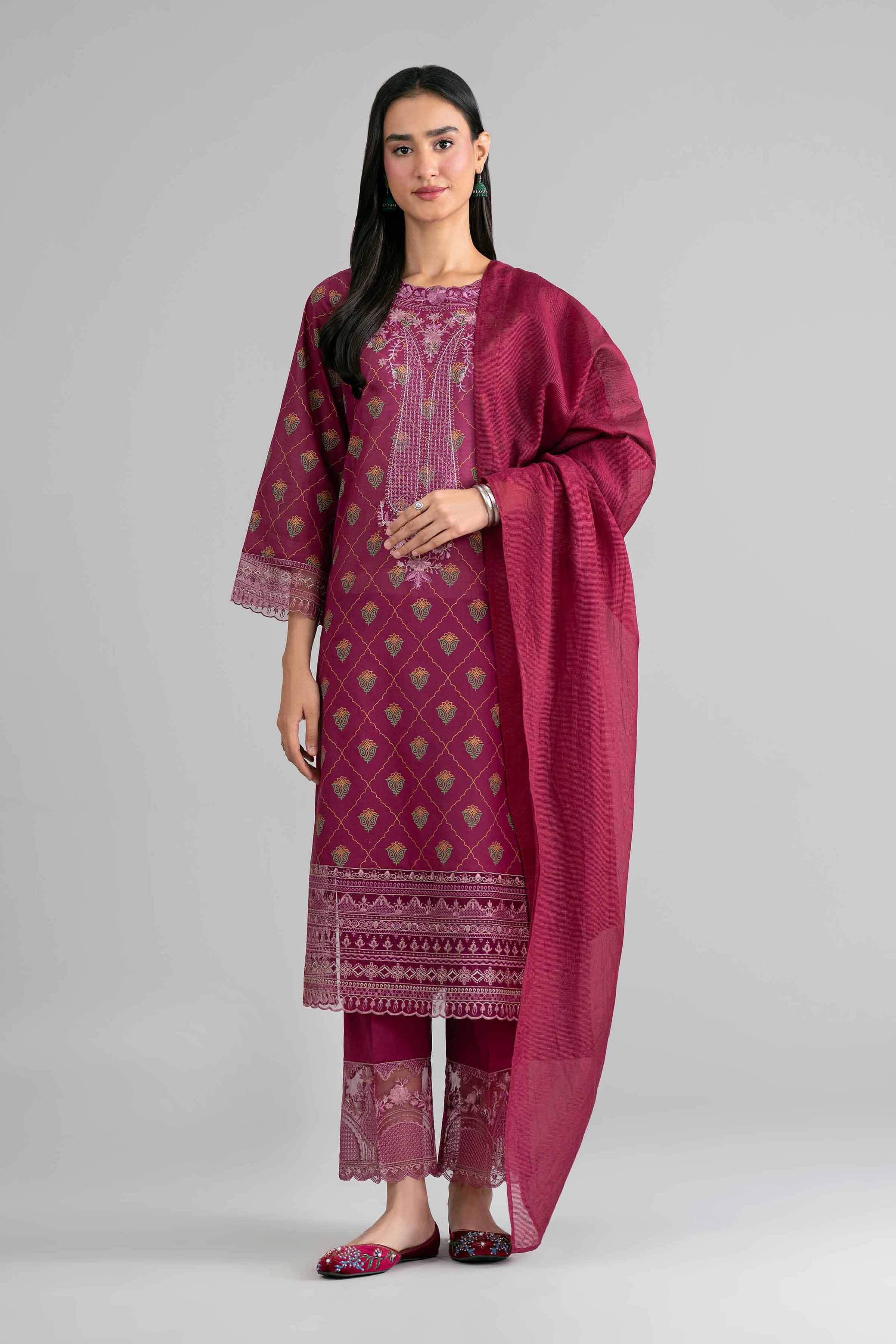 NishatUK - Blue Embroidered Lawn 3-piece ready to wear Suit