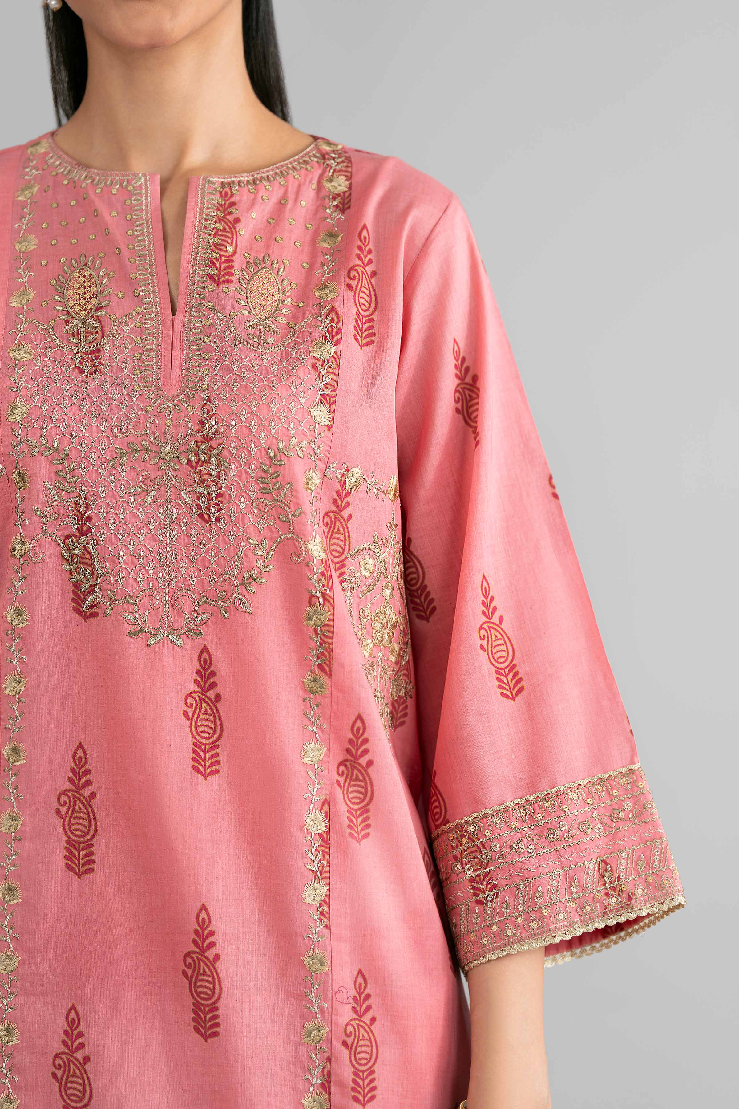 NishatUK - Pink Embroidered Lawn 3-piece ready to wear Suit