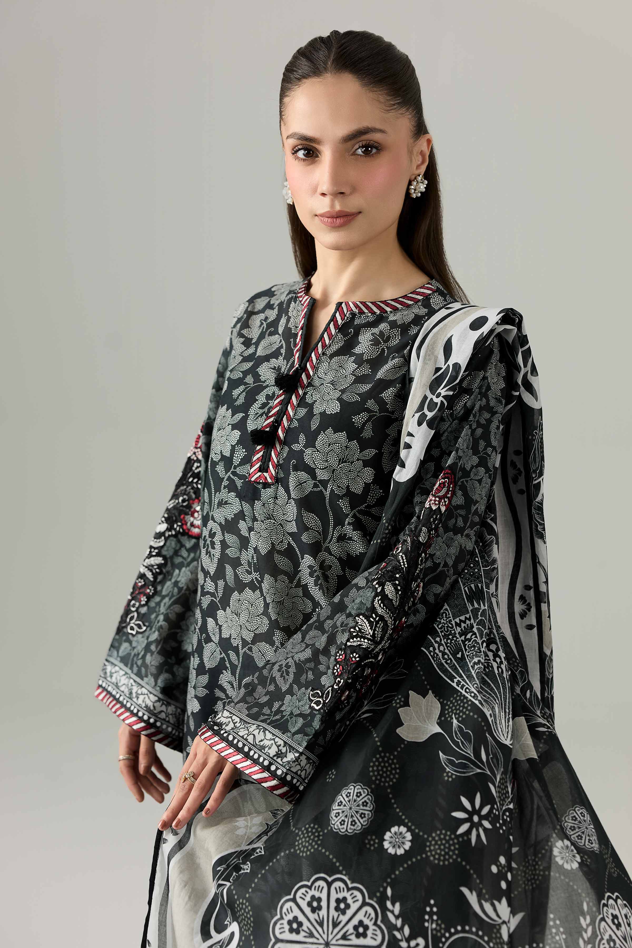 Nishat UK - Black Embroidered Lawn 3 Piece ready to wear Suit