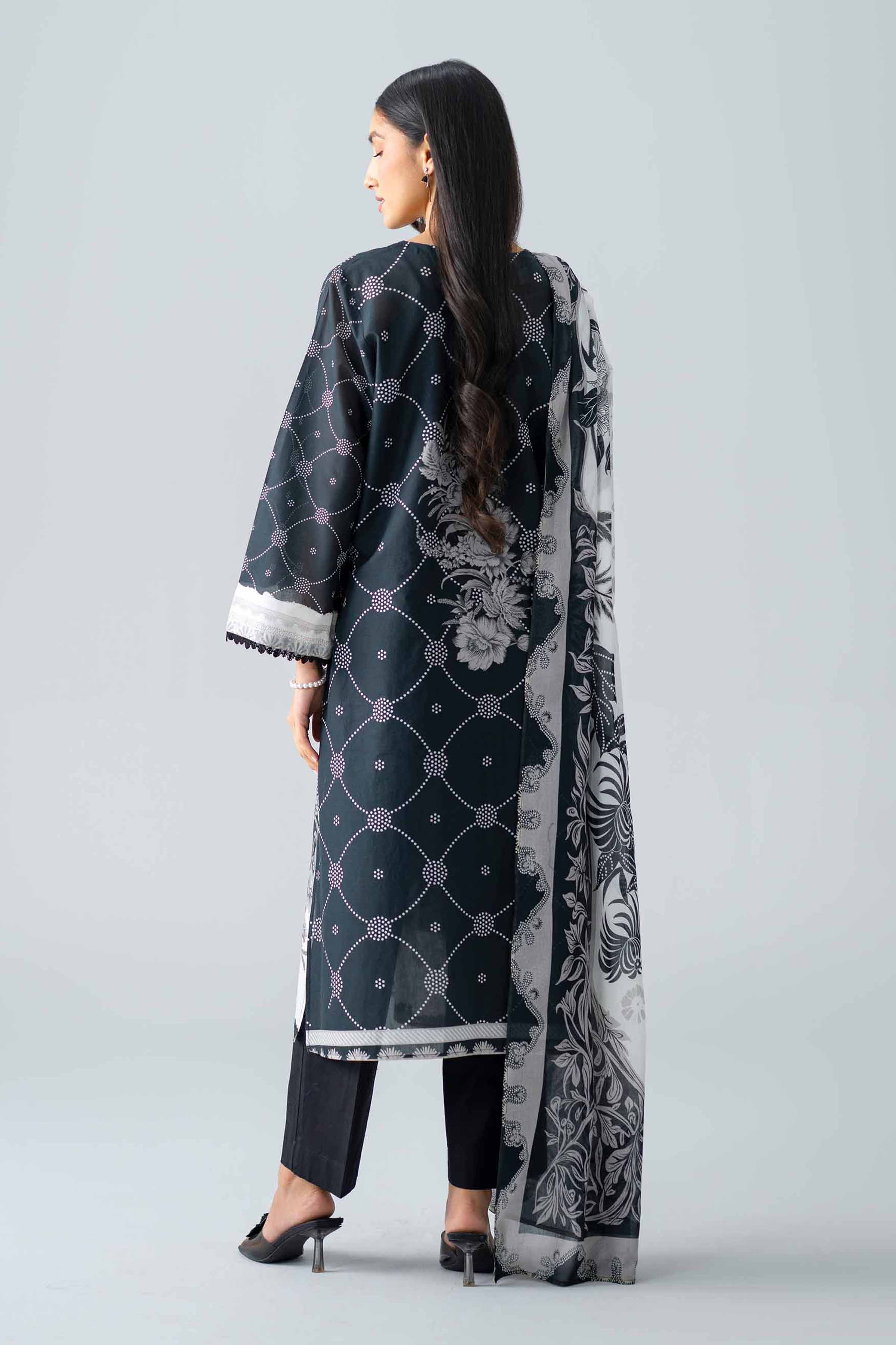 Nishat UK - Black Embroidered Lawn 3 Pieces ready to wear Suit