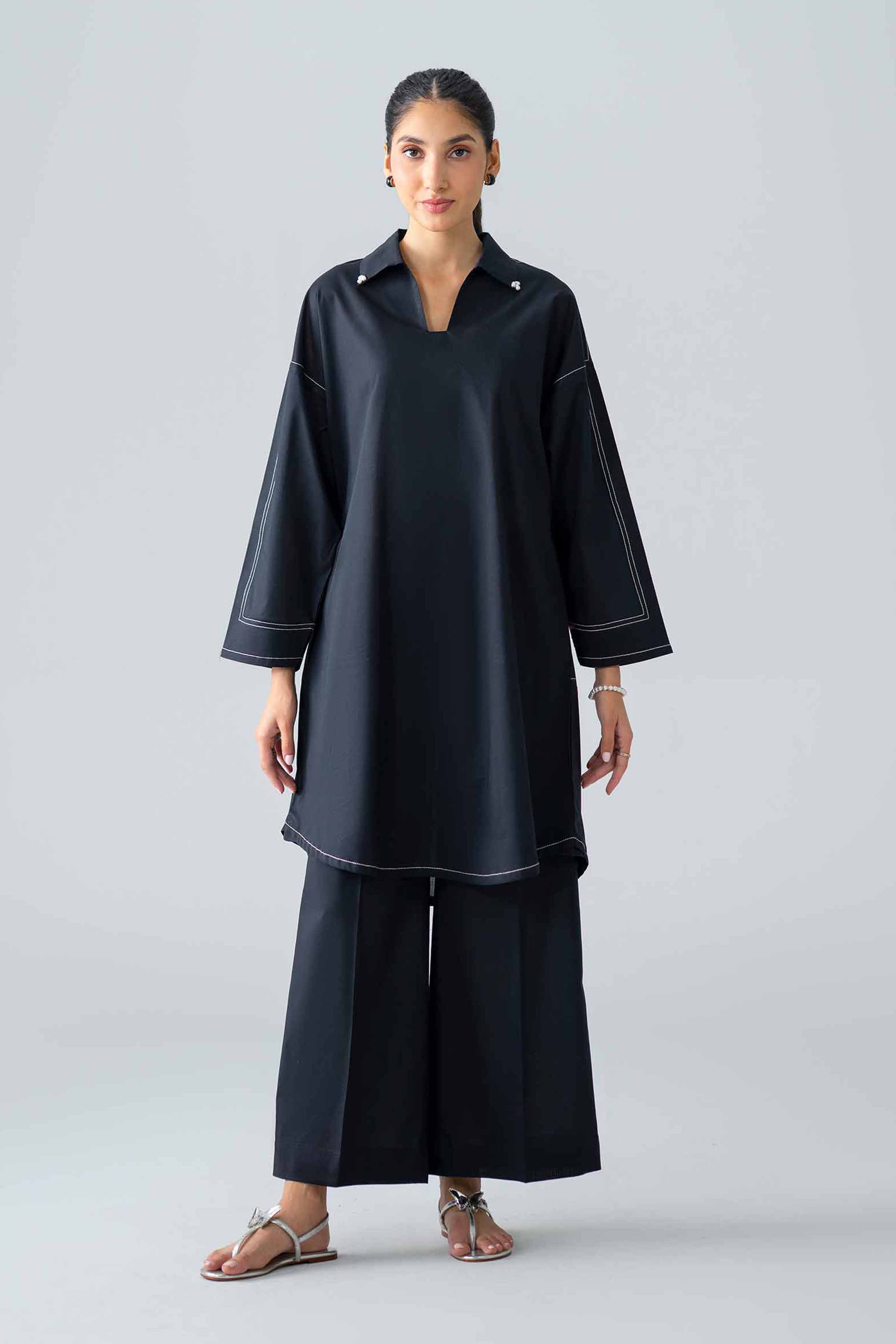 Nishat UK - Black Solids Cambric 2 Pieces ready to wear Dress