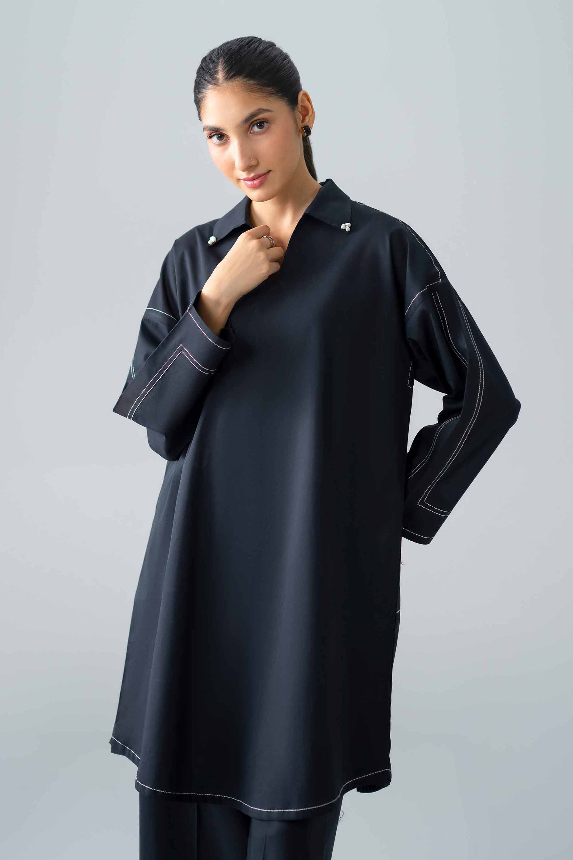 Nishat UK - Black Solids Cambric 2 Pieces ready to wear Dress