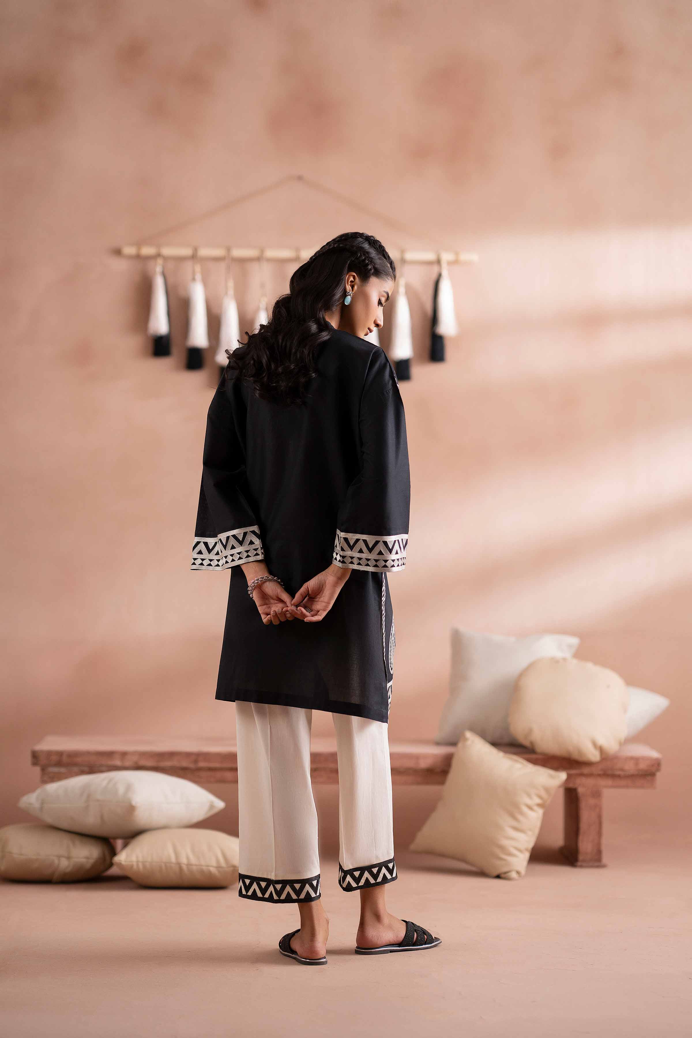 NishatUK - Black Embroidered Cambric 2-piece ready to wear Dress