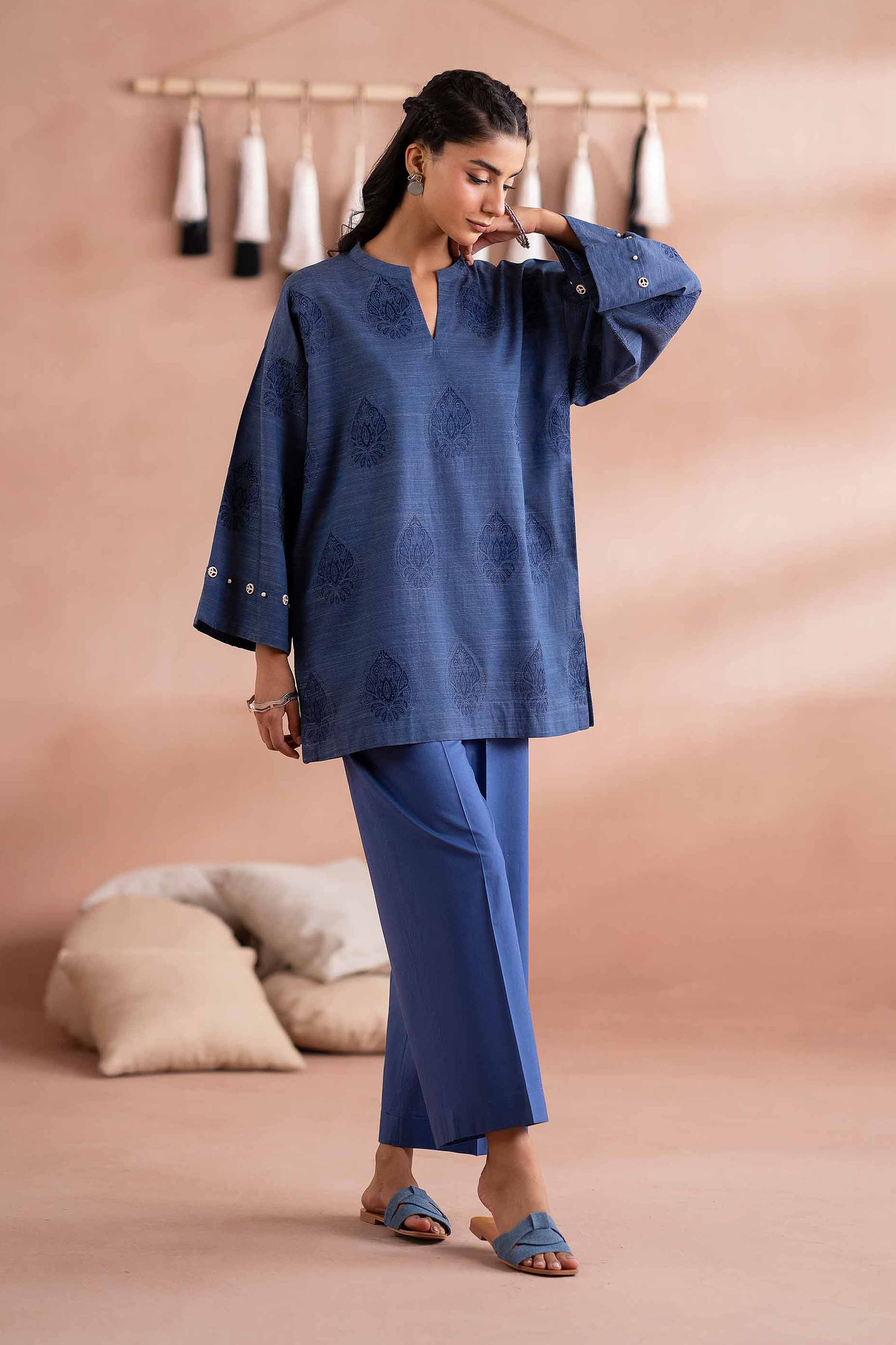 NishatUK - Blue Solids Jacquard 2-piece ready to wear Dress