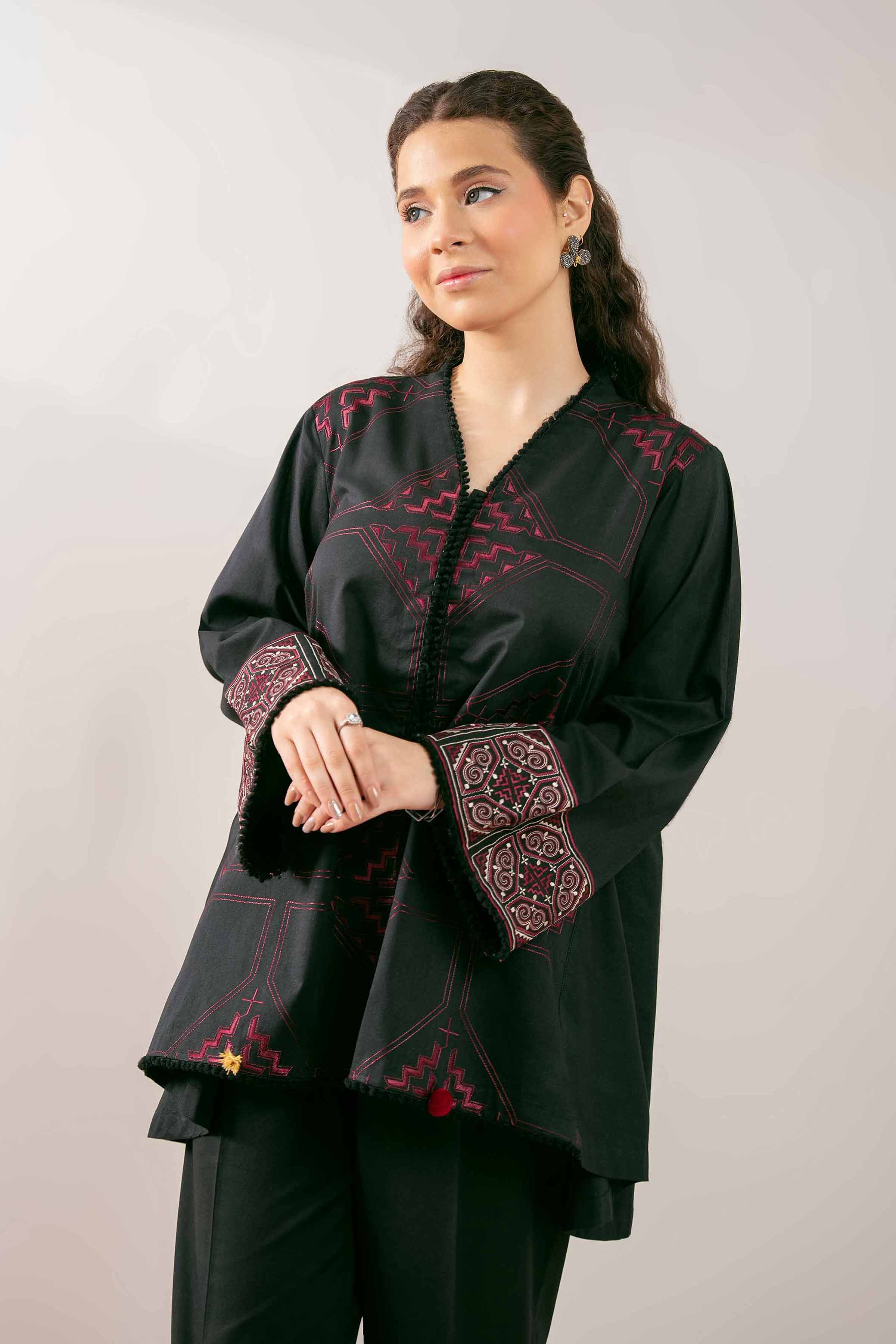NishatUK - Black Embroidered Cambric 1-piece ready to wear Tunic