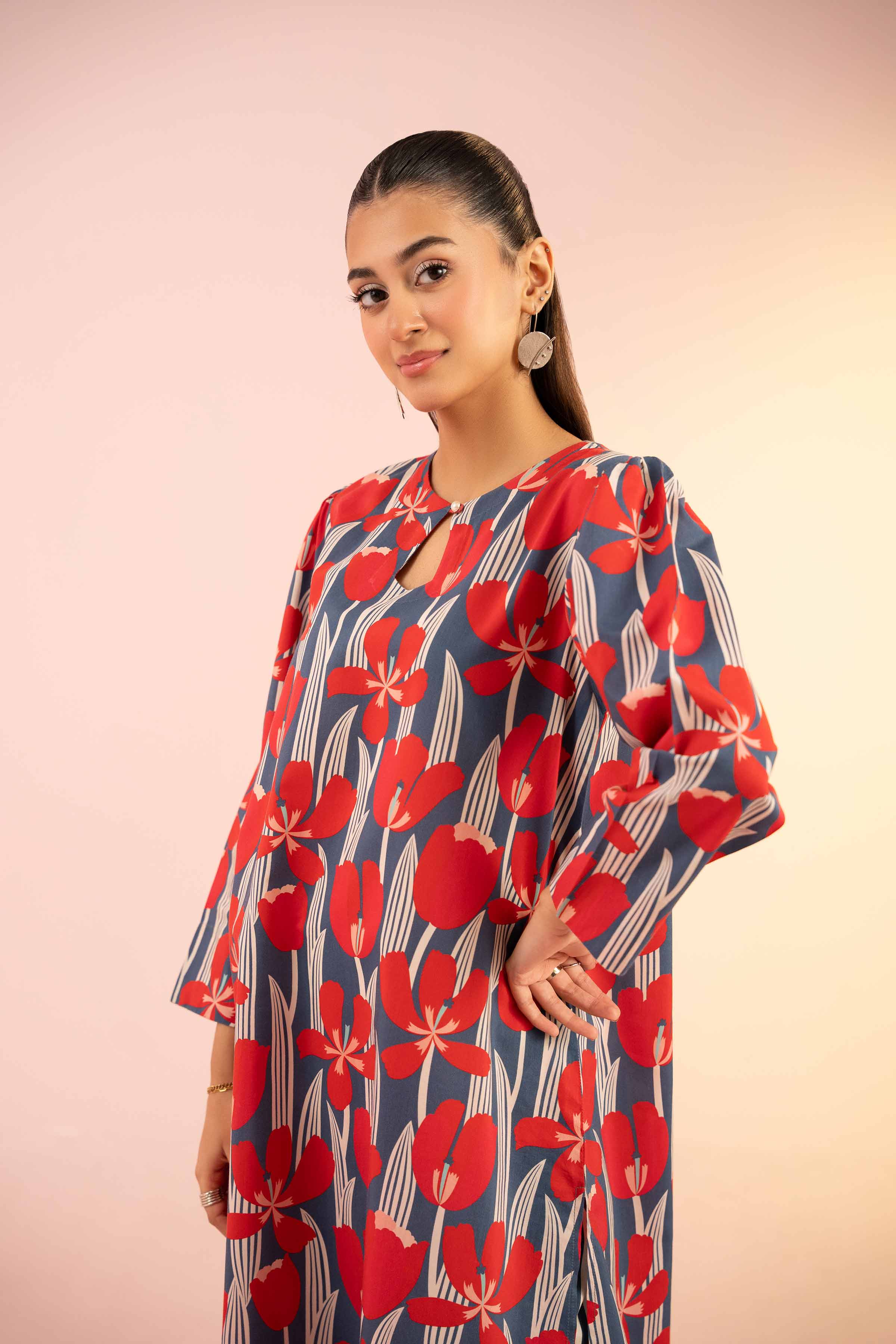 NishatUK - Blue Printed Silk 2-piece ready to wear Dress