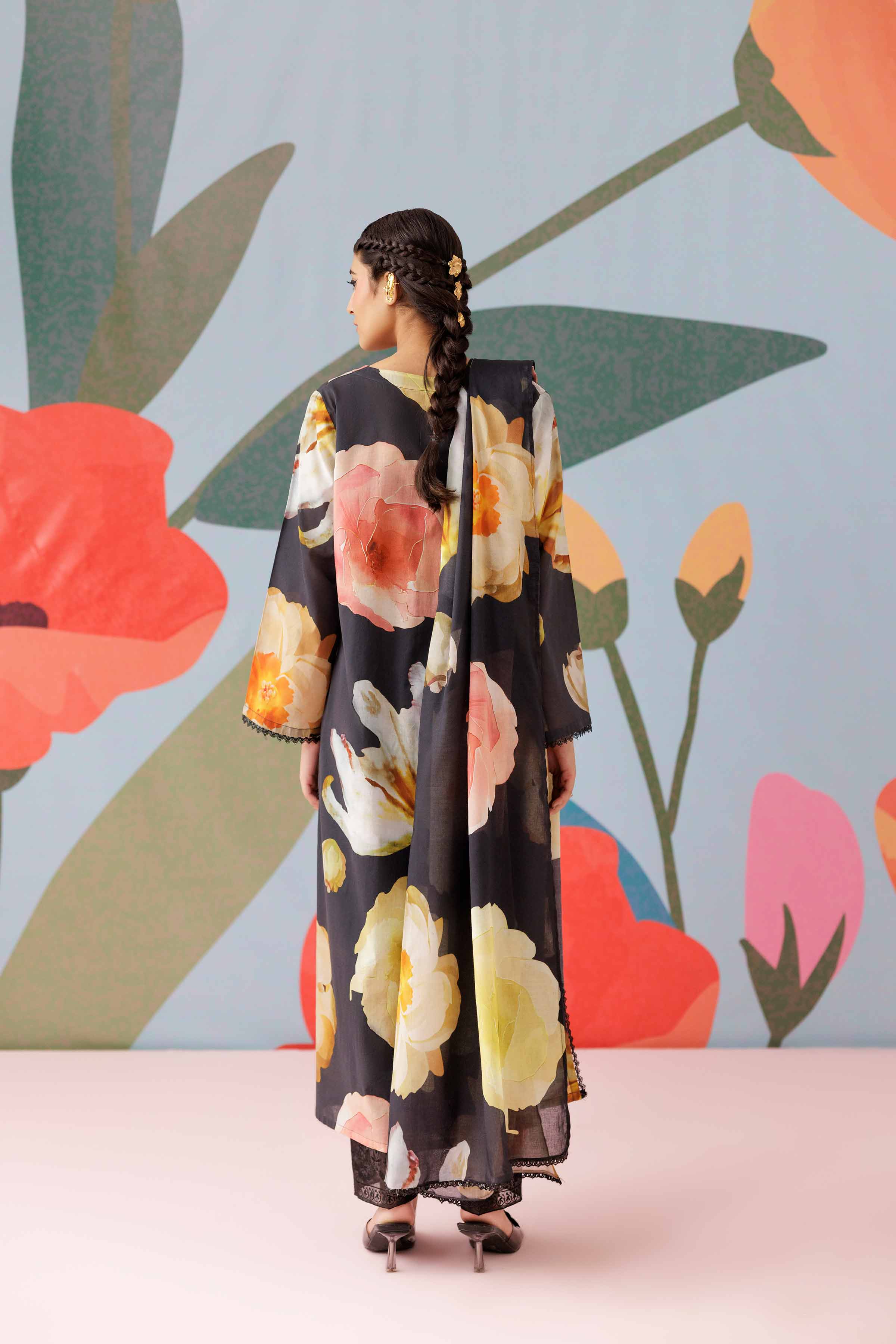 NishatUK - Black Printed Cambric 2-piece ready to wear Dress