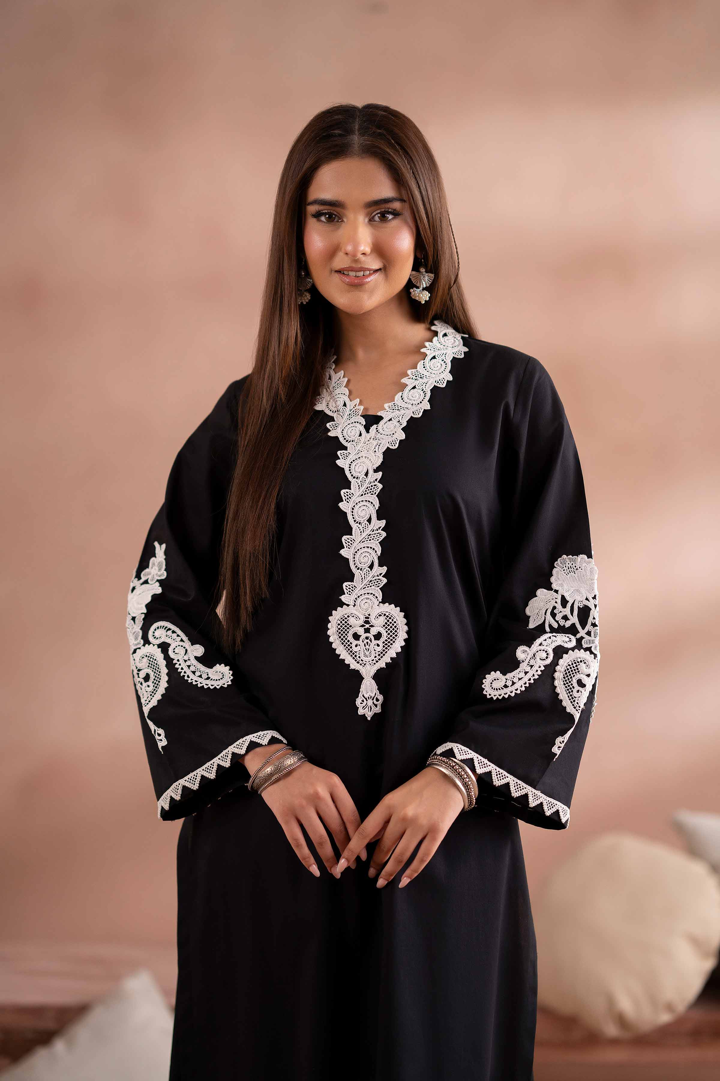 NishatUK - Black Embroidered Cambric 2-piece ready to wear Dress