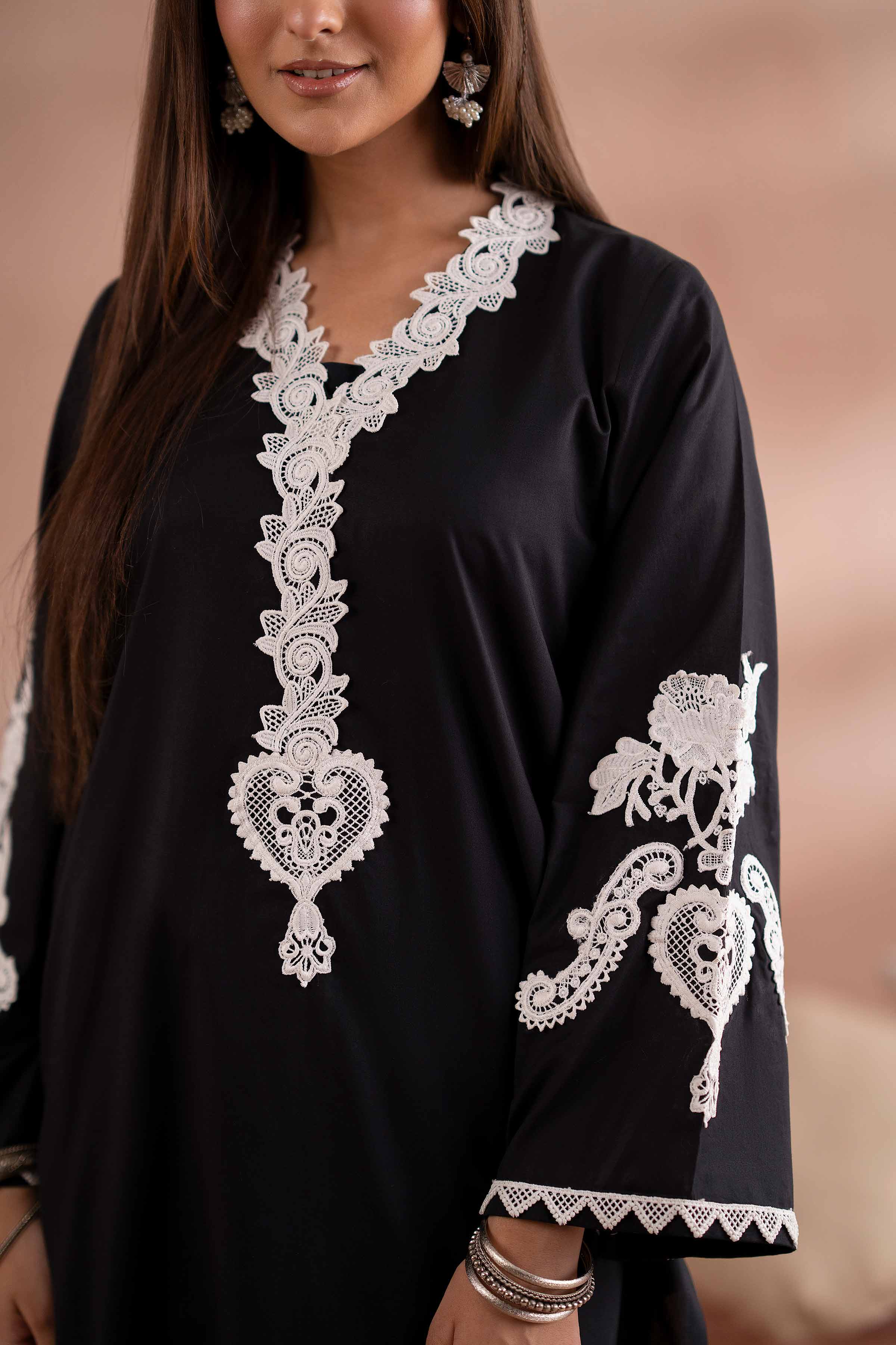 NishatUK - Black Embroidered Cambric 2-piece ready to wear Dress