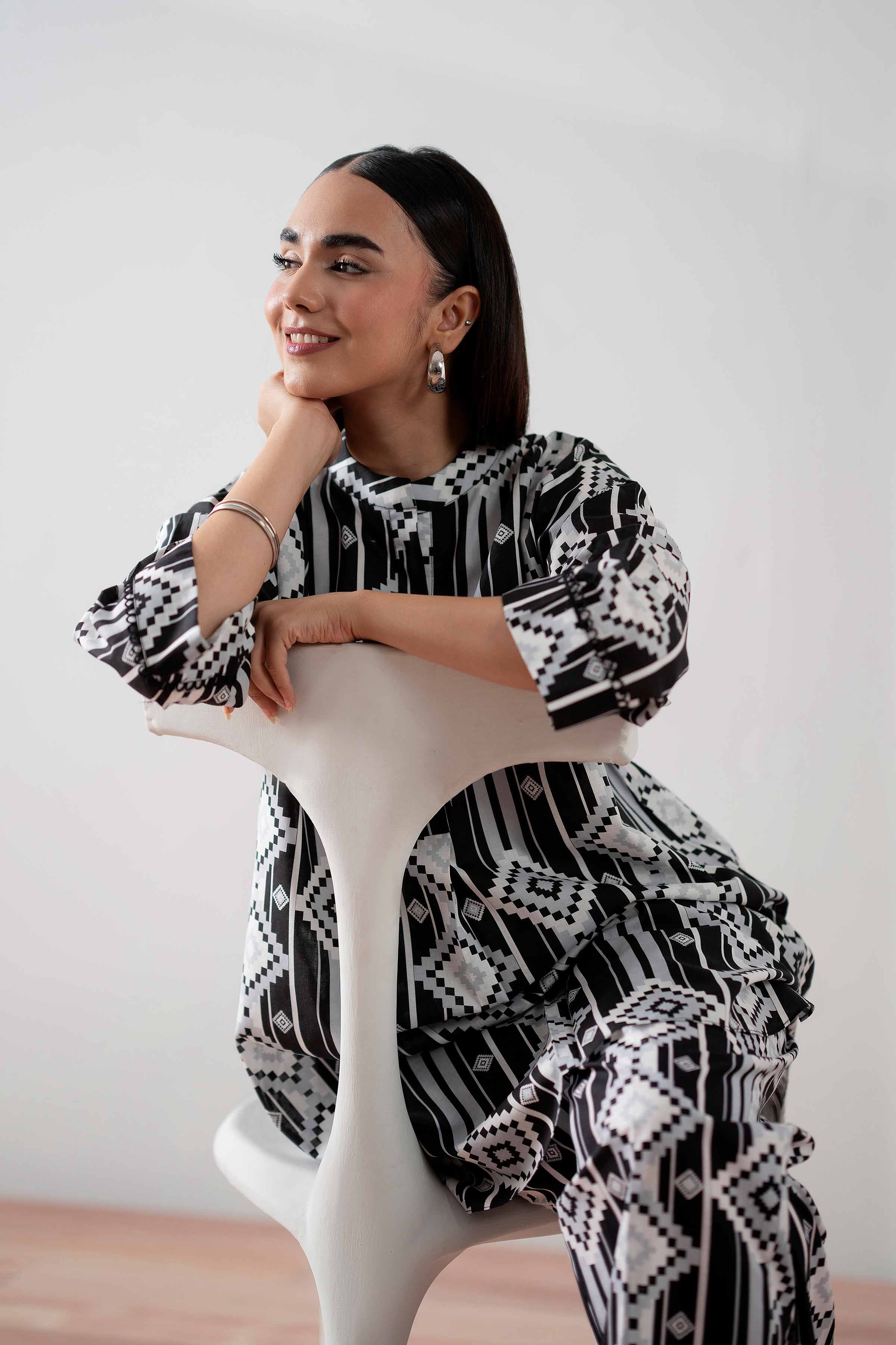 NishatUK - Black Printed Cambric 2-piece ready to wear Dress