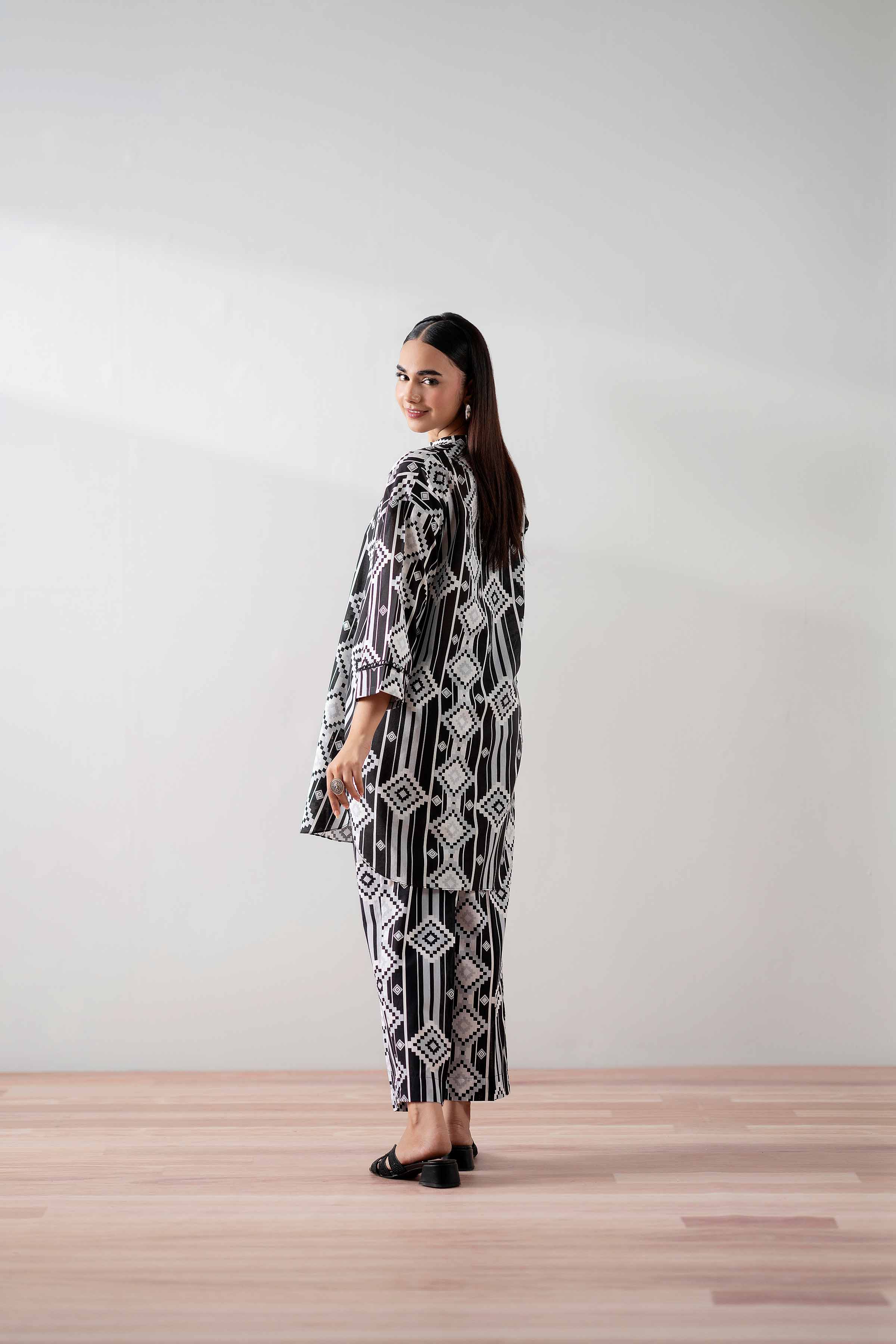 NishatUK - Black Printed Cambric 2-piece ready to wear Dress