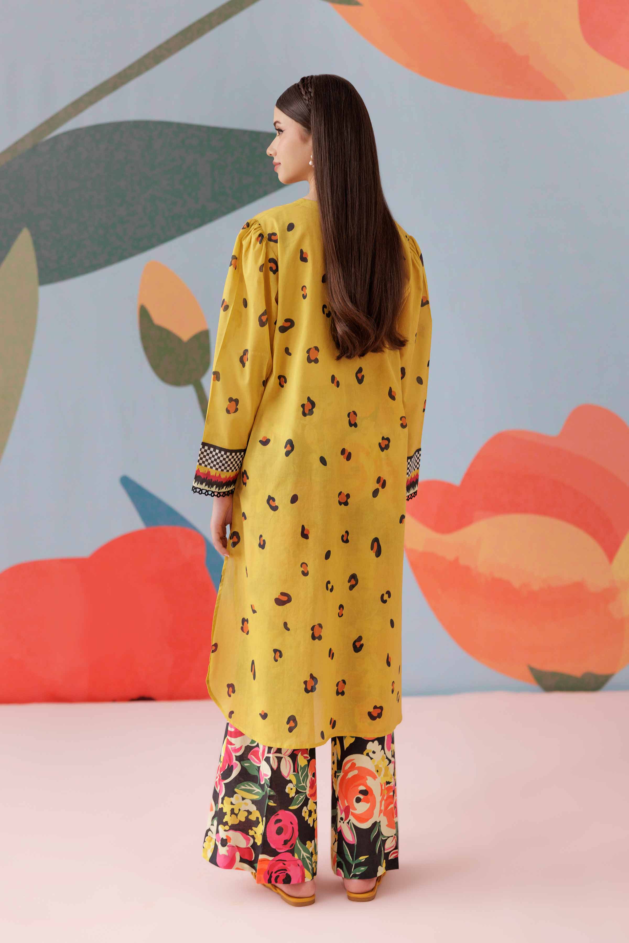 NishatUK - Mustard Printed Cambric 2-piece ready to wear Dress