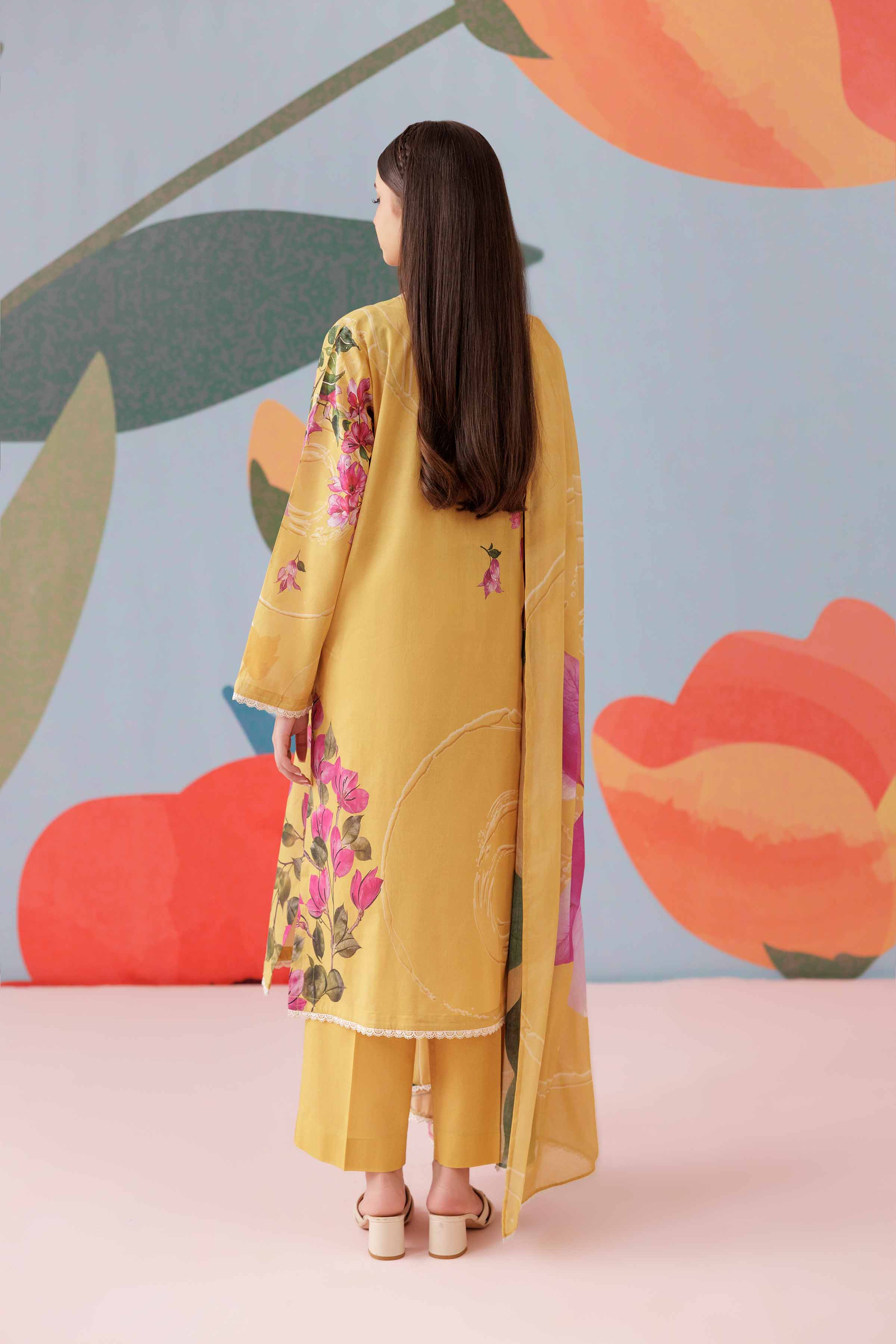 NishatUK - Mustard Printed Lawn 3-piece ready to wear Suit