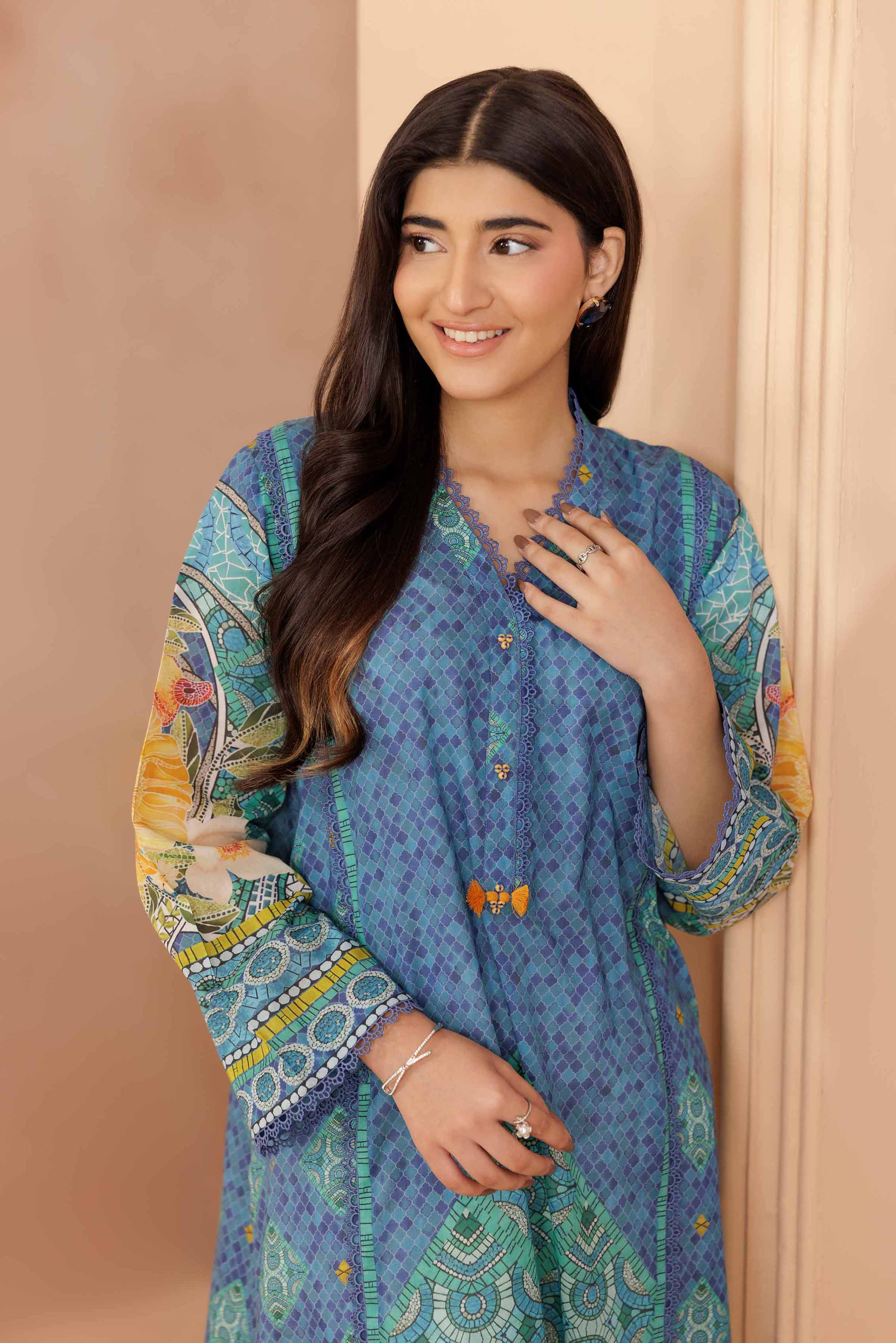 NishatUK - Blue Printed Cambric 1-piece ready to wear Shirt