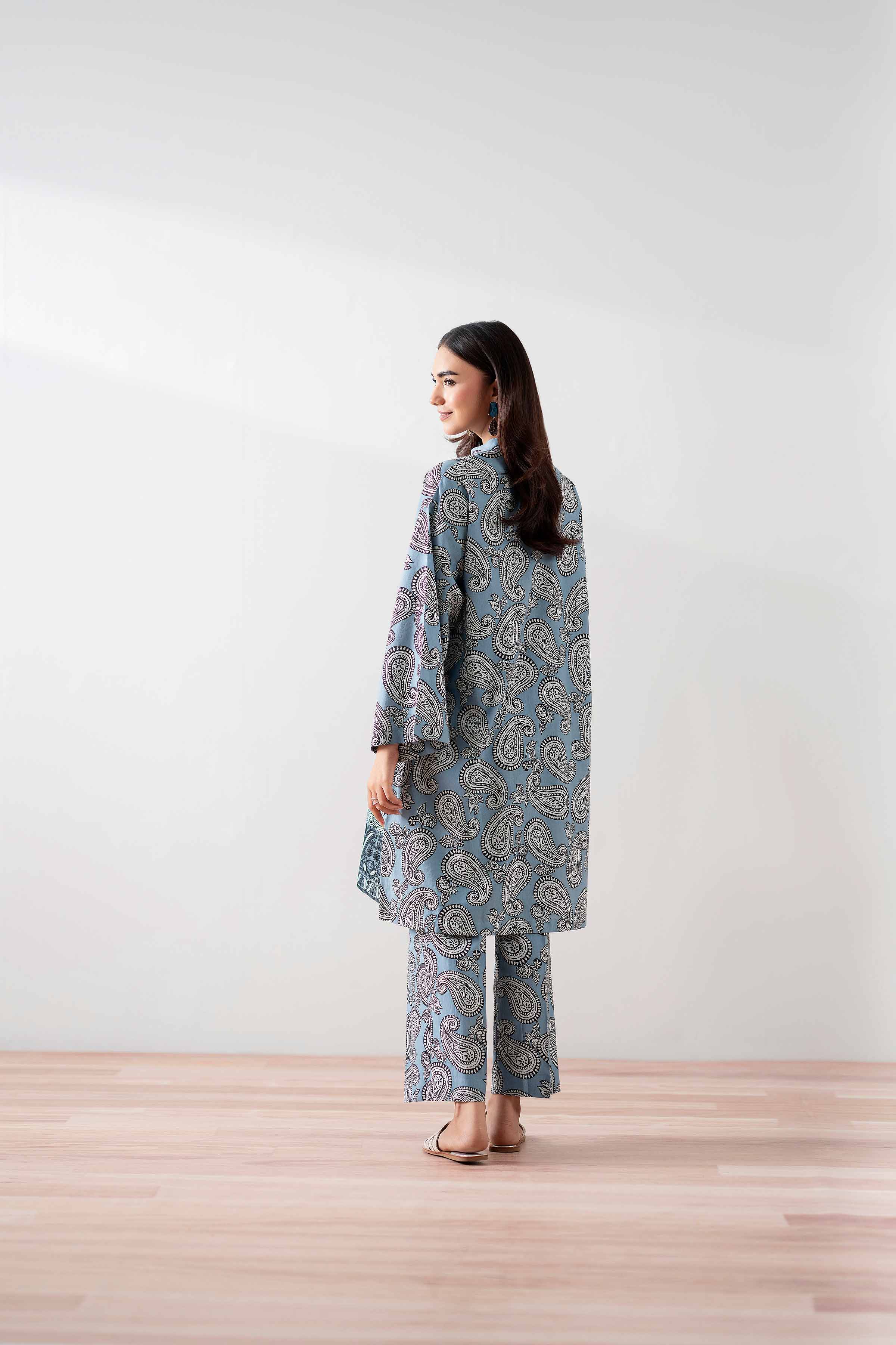 NishatUK - Blue Embroidered Cambric 2-piece ready to wear Dress