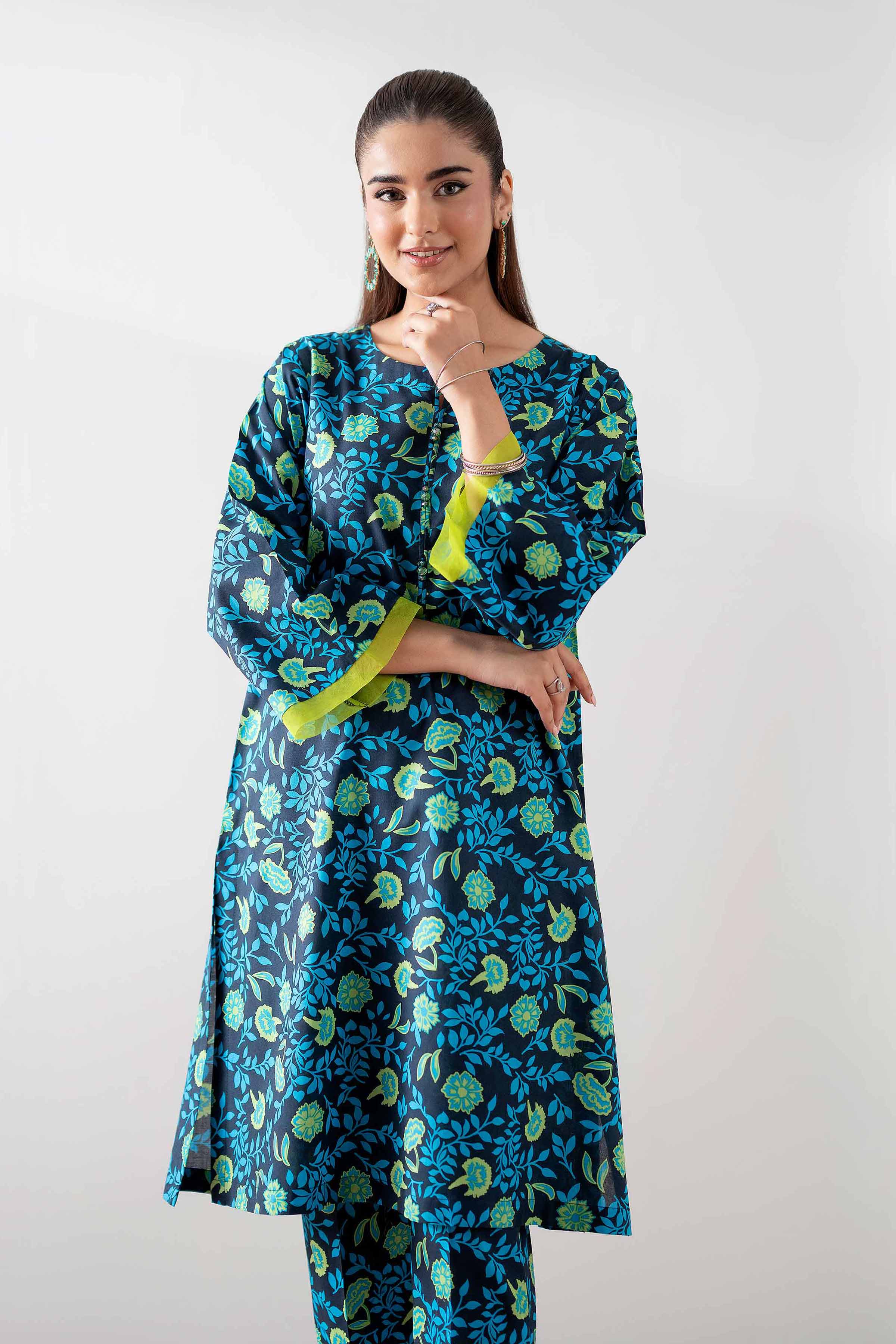NishatUK - Blue Printed Cambric 2-piece ready to wear Dress