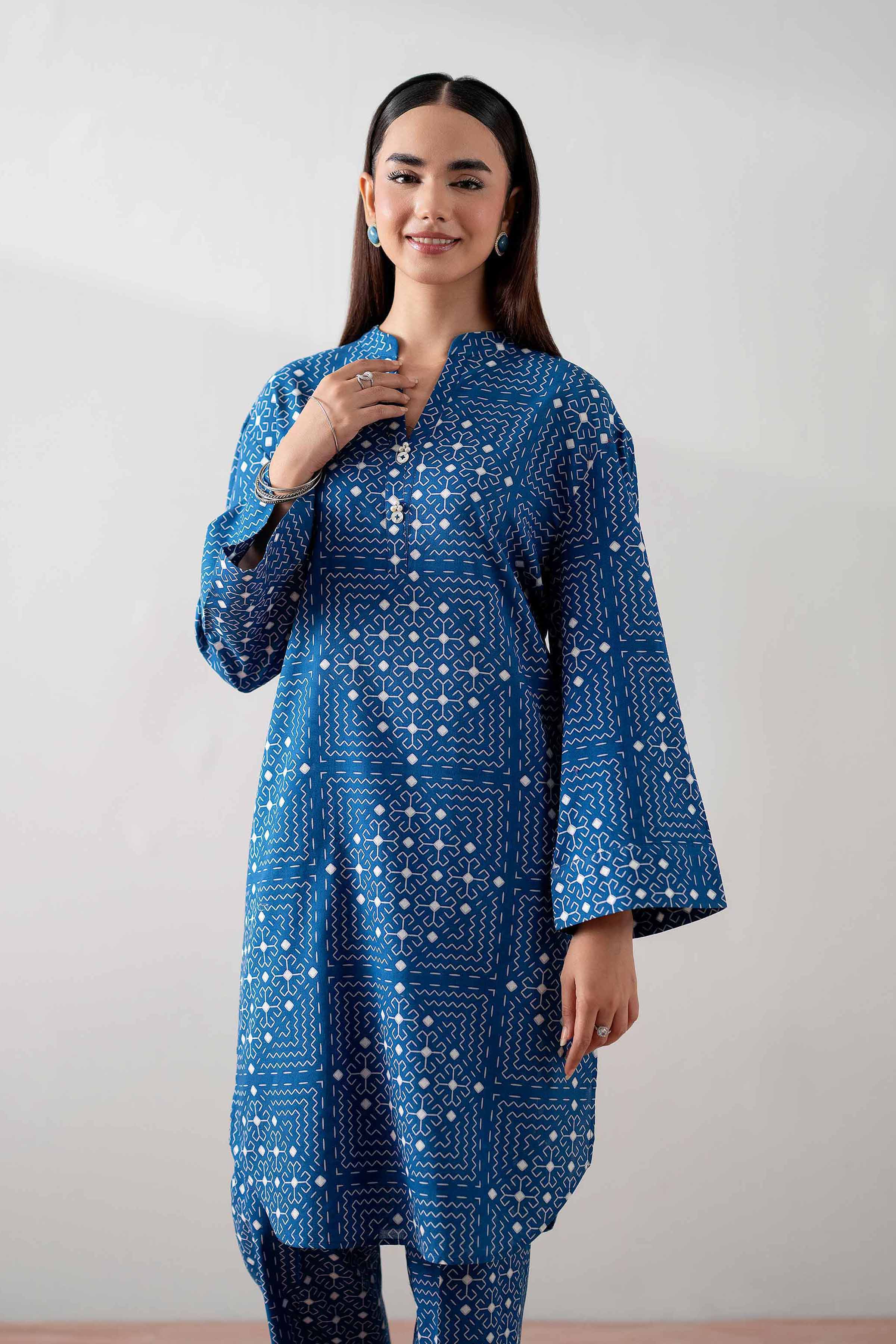 NishatUK - Blue Printed Cambric 2-piece ready to wear Dress