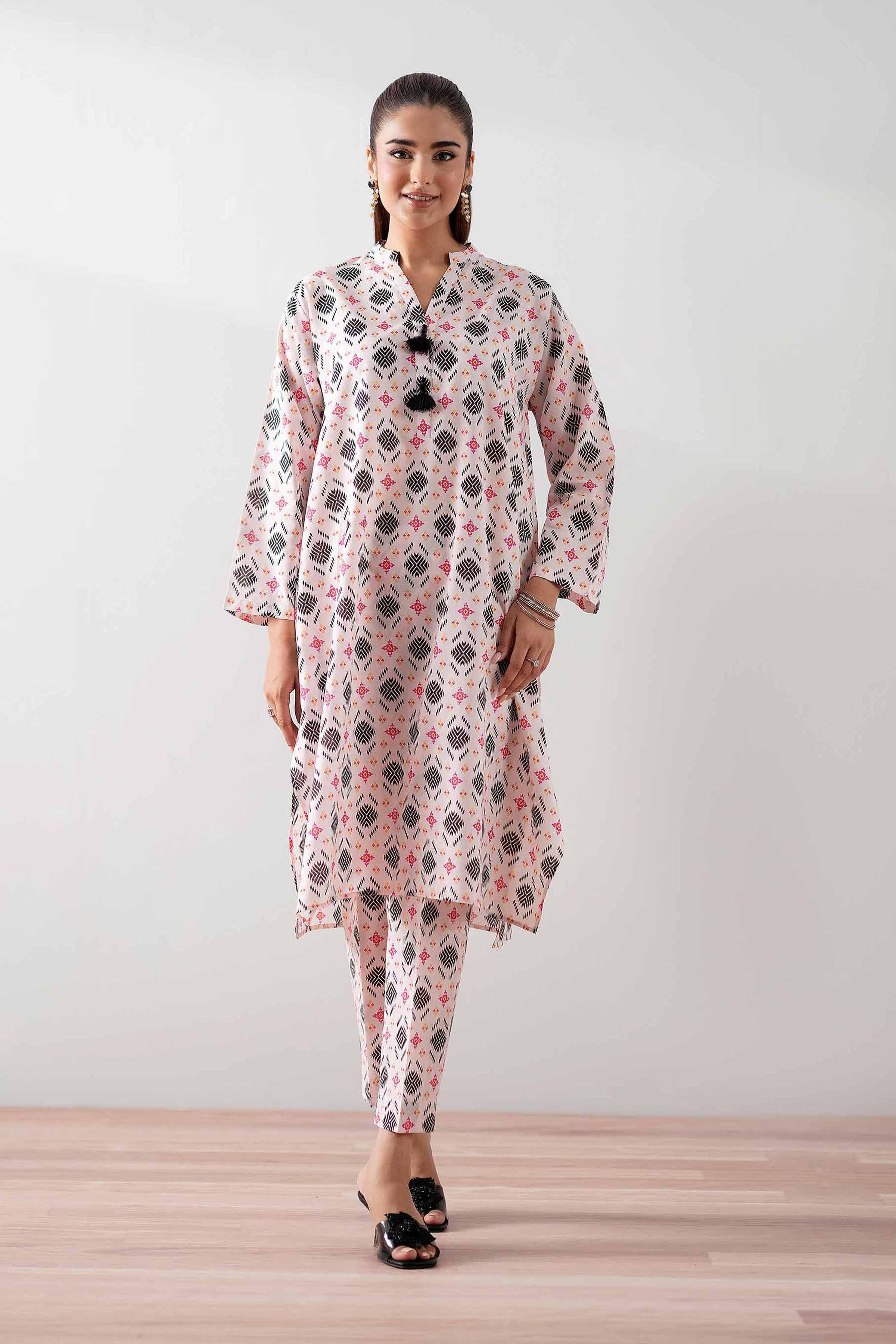 NishatUK - Powder Pink Printed Cambric 2-piece ready to wear Dress