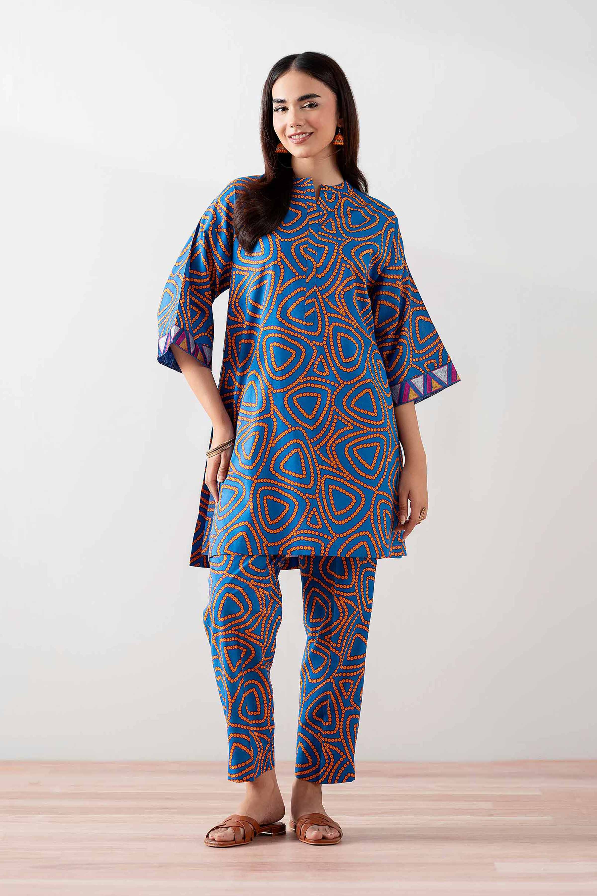 NishatUK - Blue Embroidered Cambric 2-piece ready to wear Dress