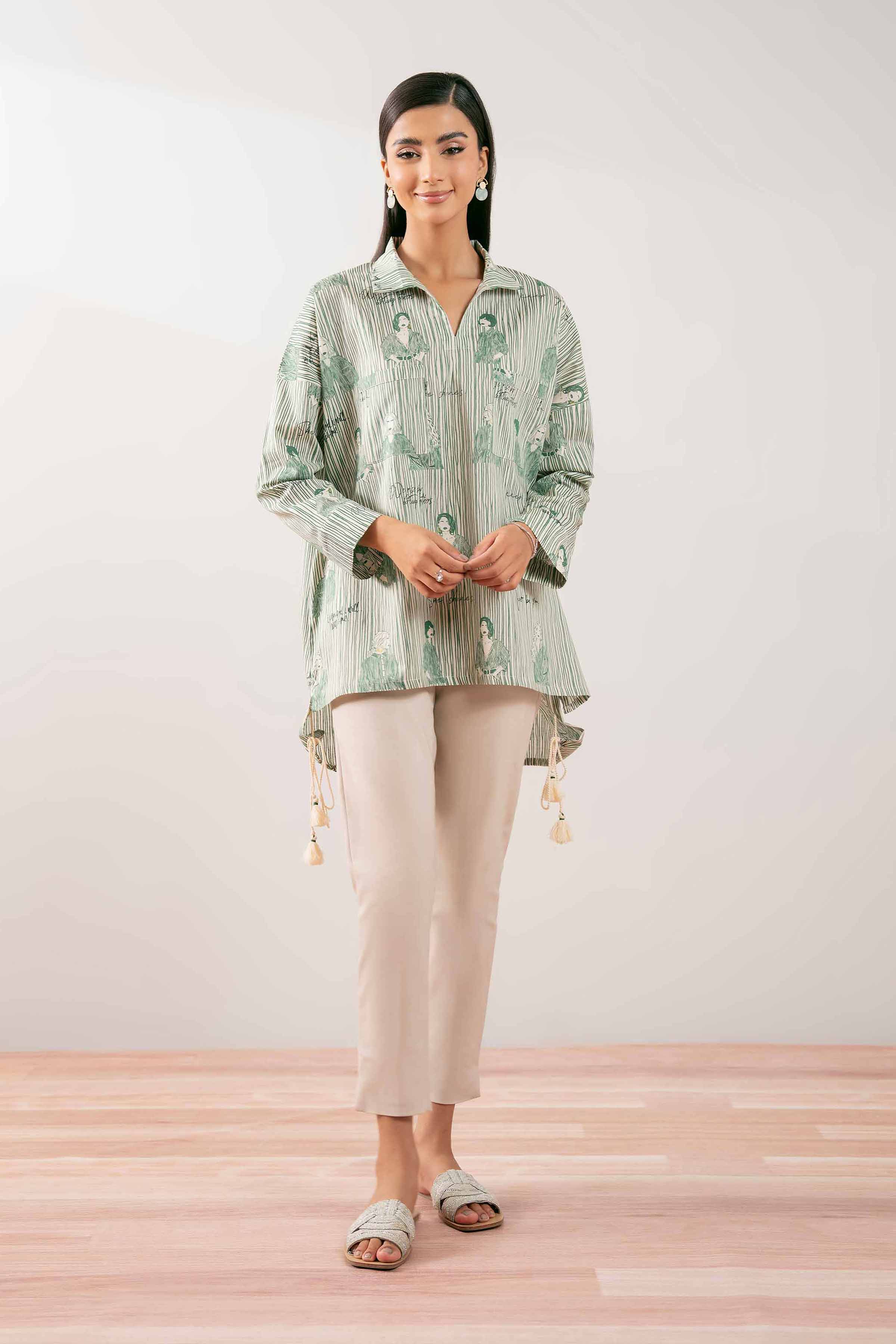 NishatUK - Off White Printed Lawn 1-piece ready to wear Tunic