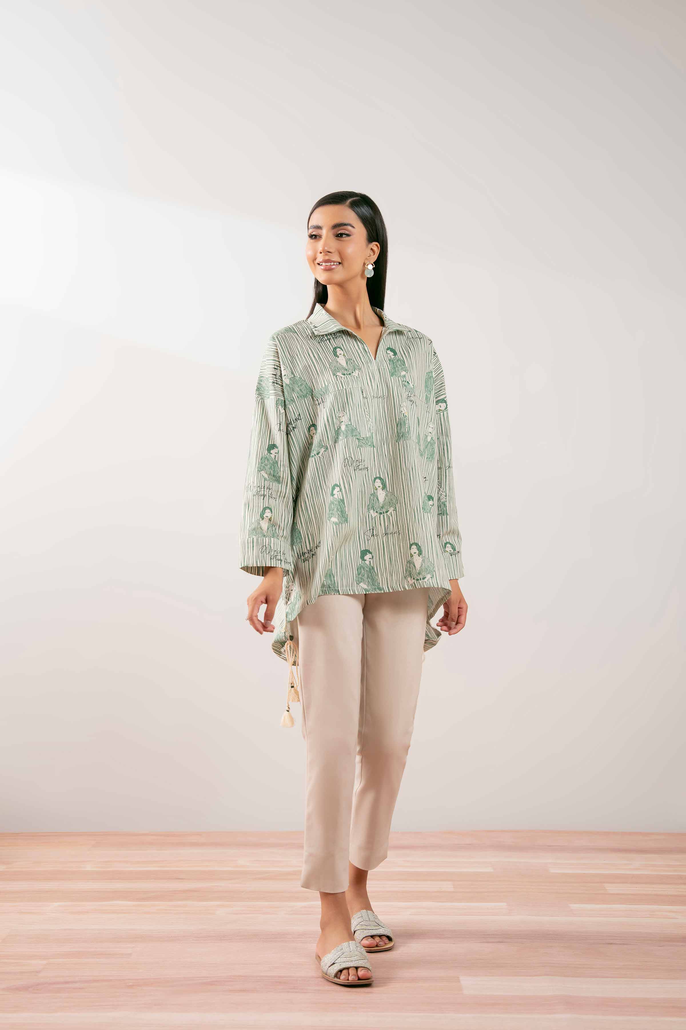 NishatUK - Off White Printed Lawn 1-piece ready to wear Tunic