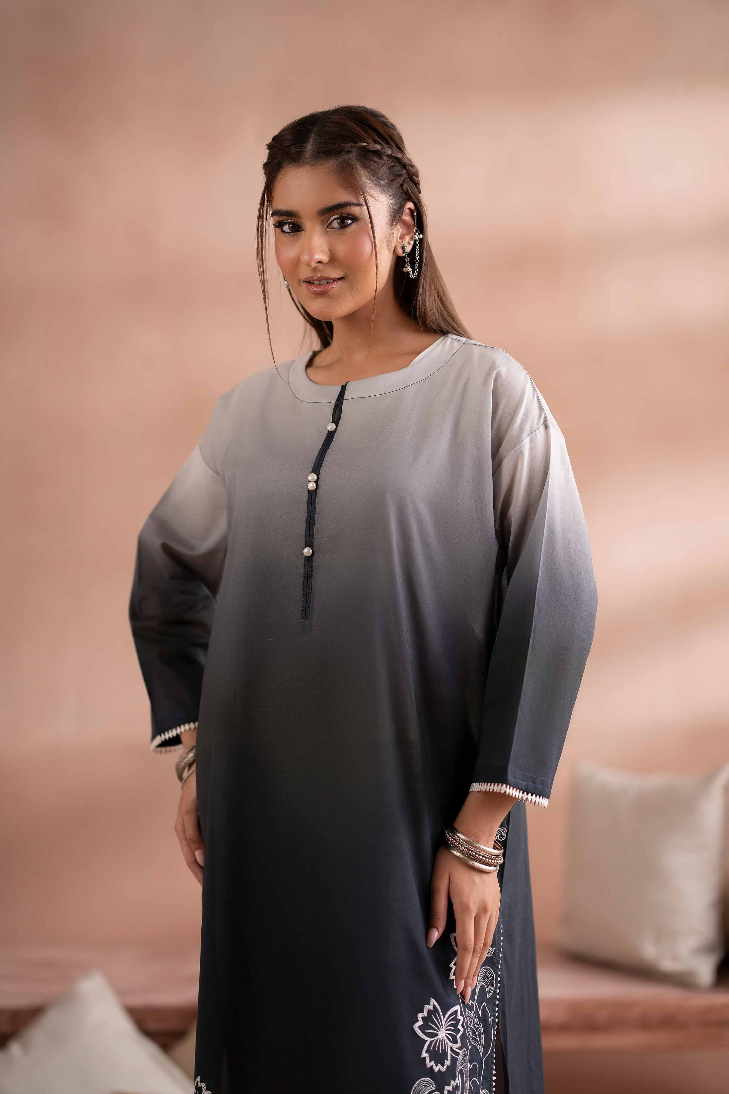 NishatUK - Black Embroidered Lawn 1-piece ready to wear Shirt