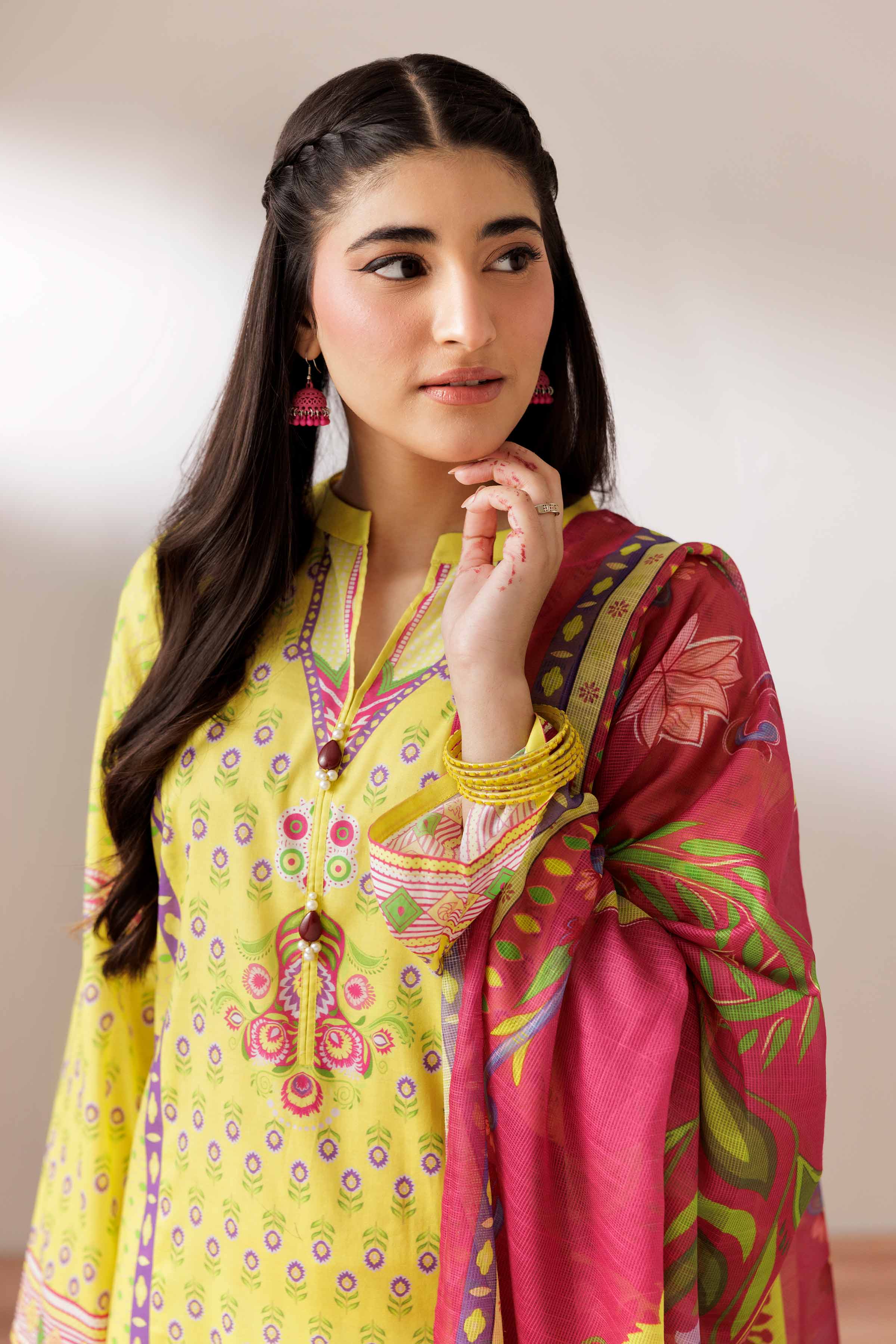 NishatUK - Yellow Printed Cambric 2-piece ready to wear Dress