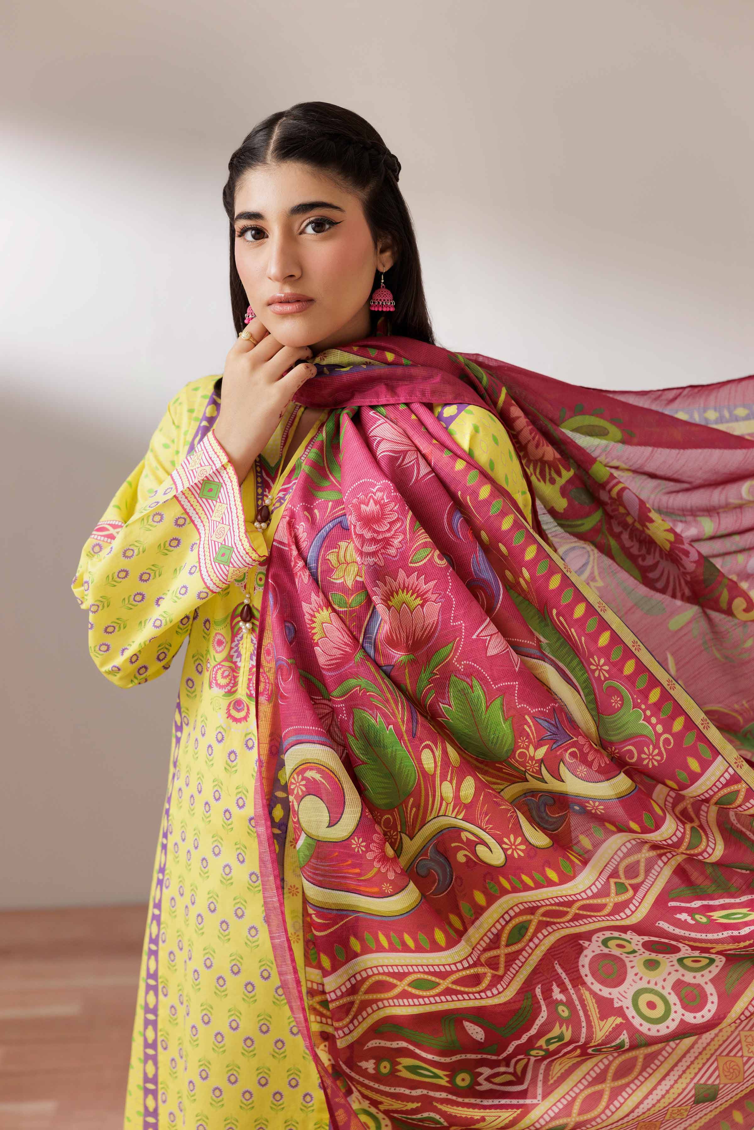 NishatUK - Yellow Printed Cambric 2-piece ready to wear Dress