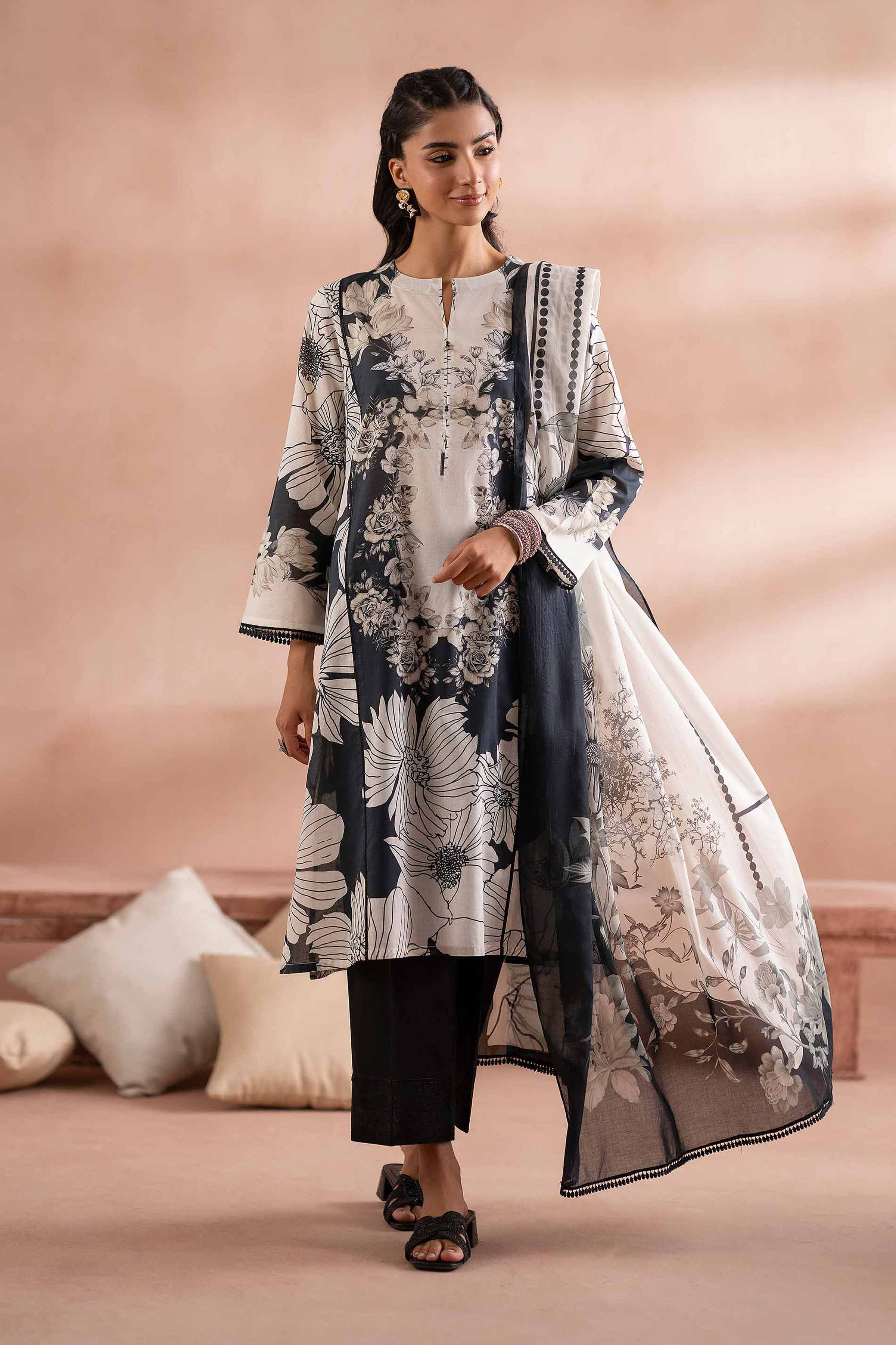 NishatUK - Black Printed Cambric 2-piece ready to wear Dress
