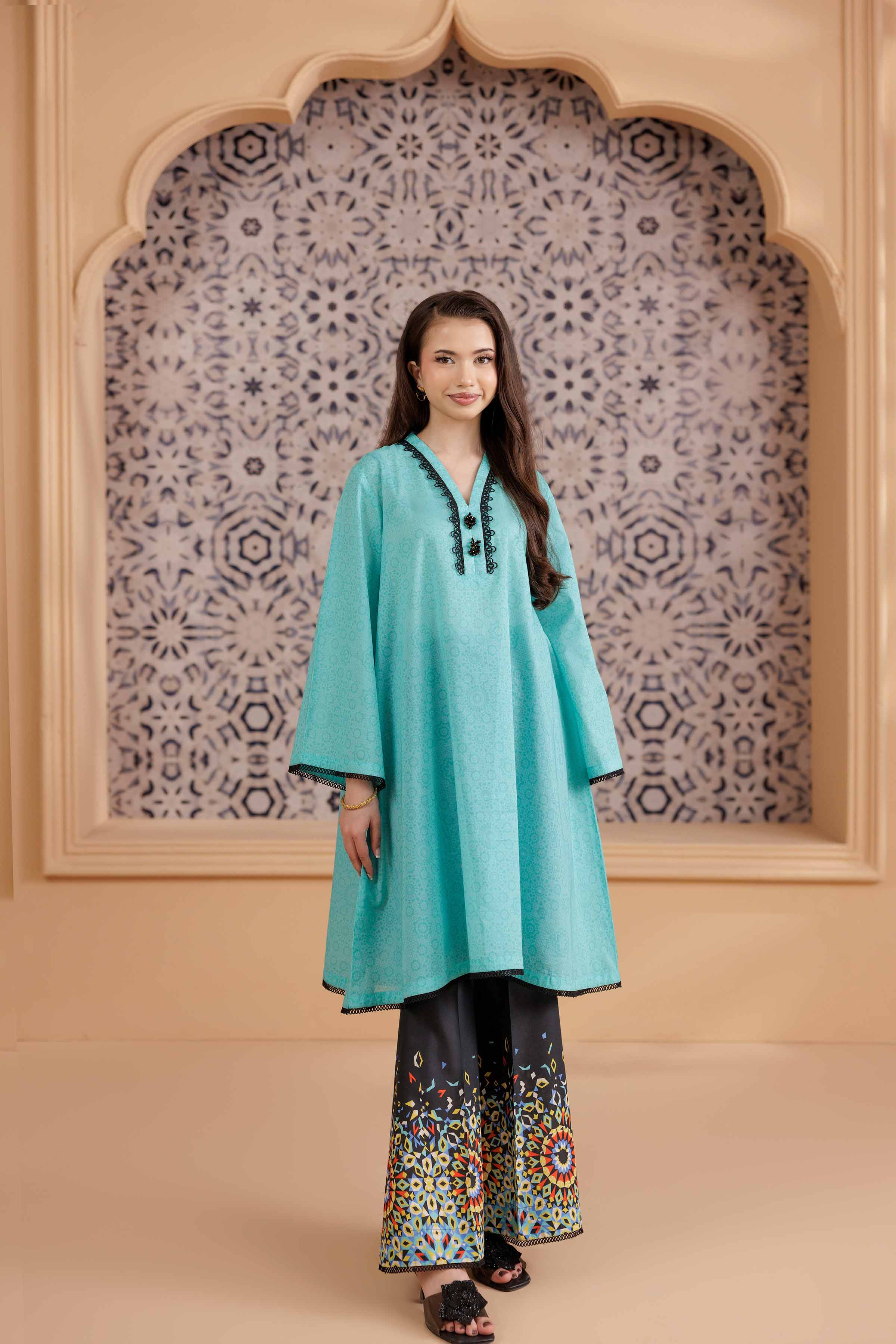 NishatUK - Blue Printed Cambric 2-piece ready to wear Dress