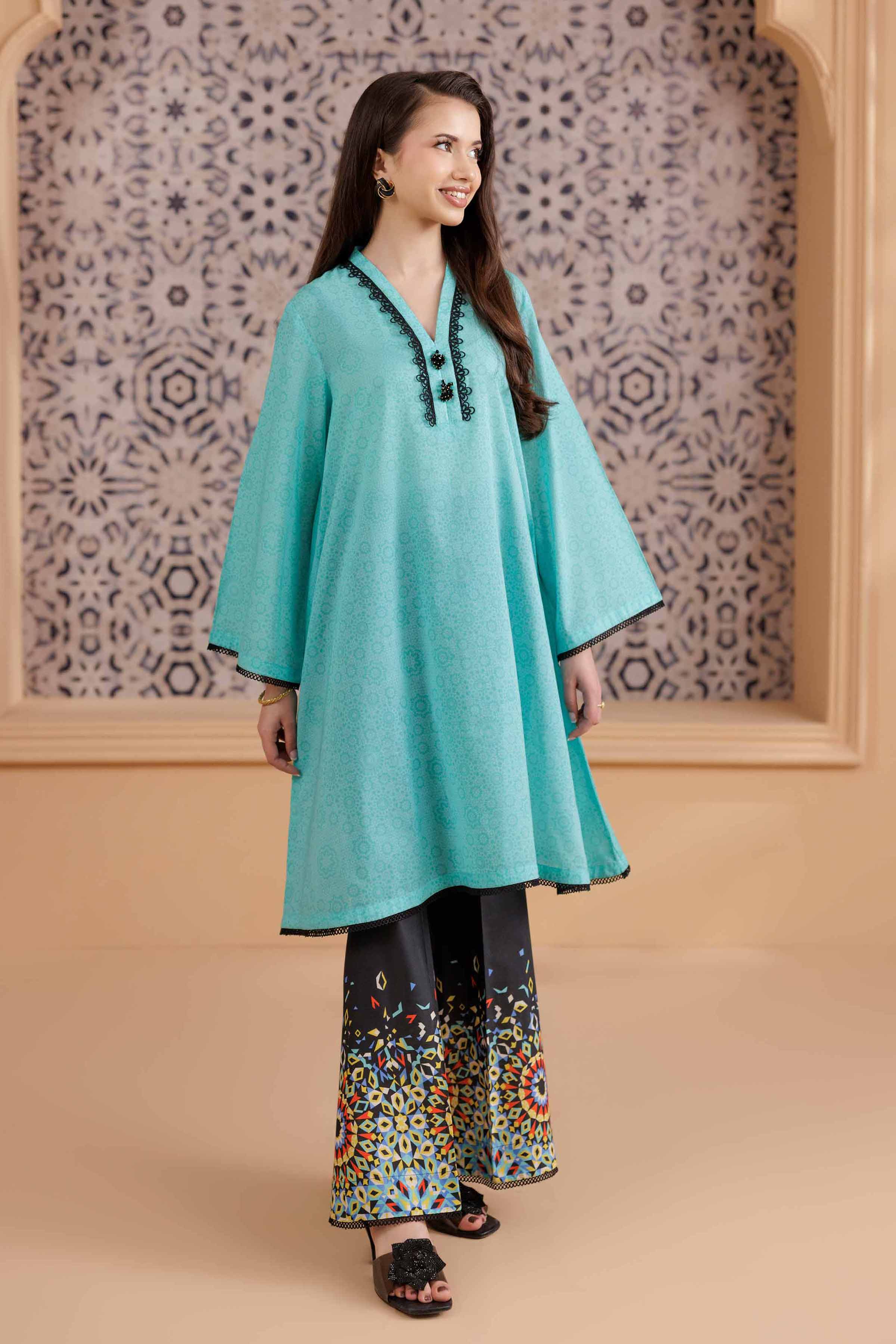 NishatUK - Blue Printed Cambric 2-piece ready to wear Dress