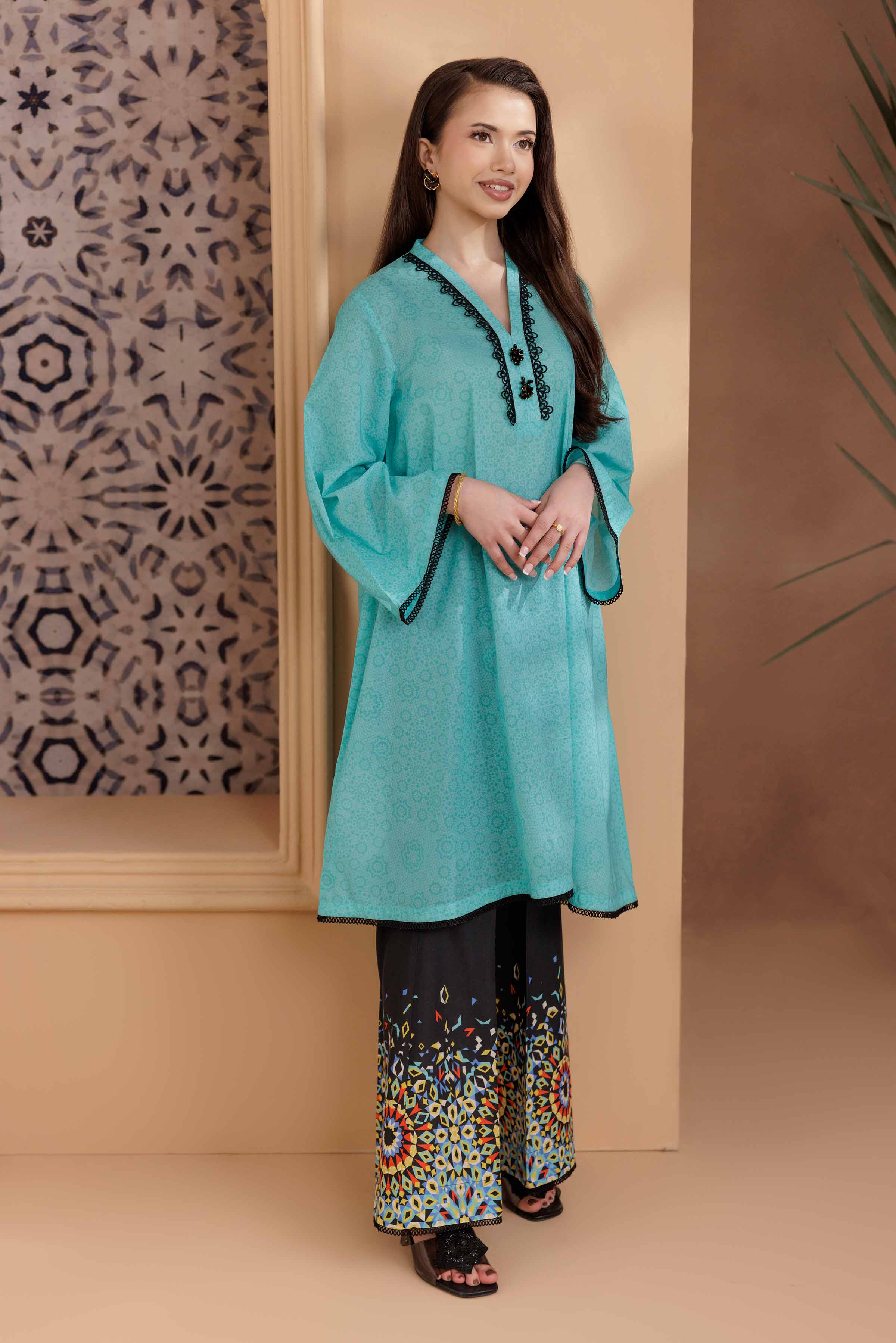 NishatUK - Blue Printed Cambric 2-piece ready to wear Dress