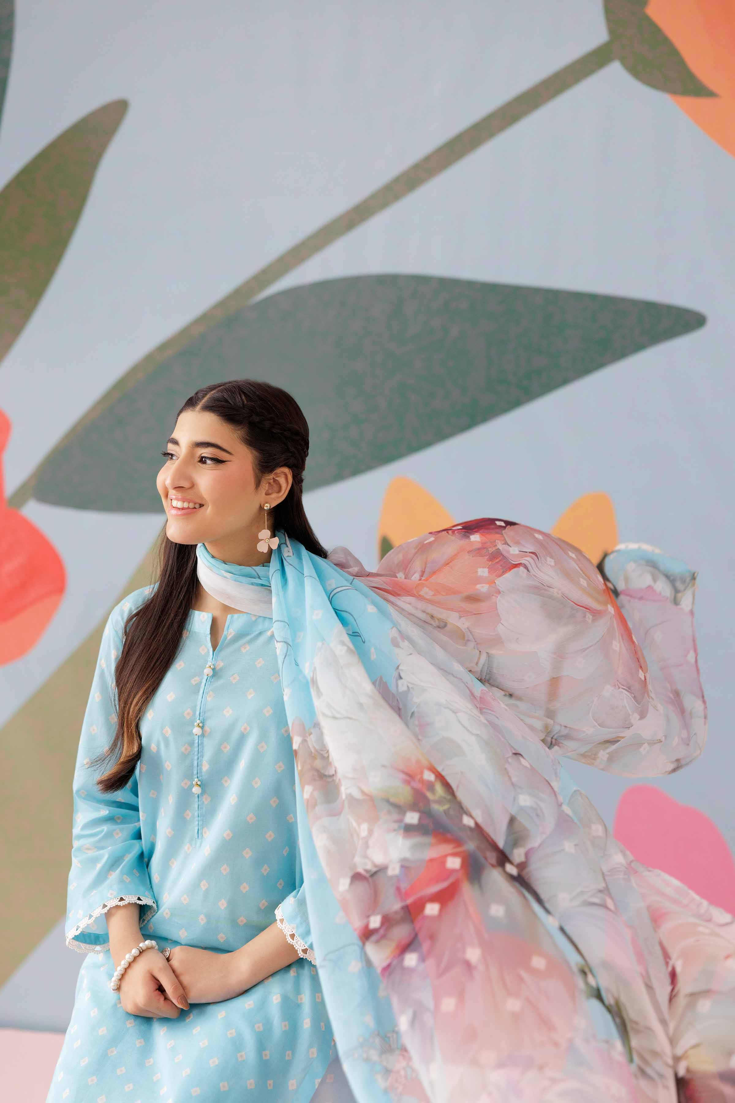 NishatUK - Sky Blue Printed Cambric 3-piece ready to wear Suit
